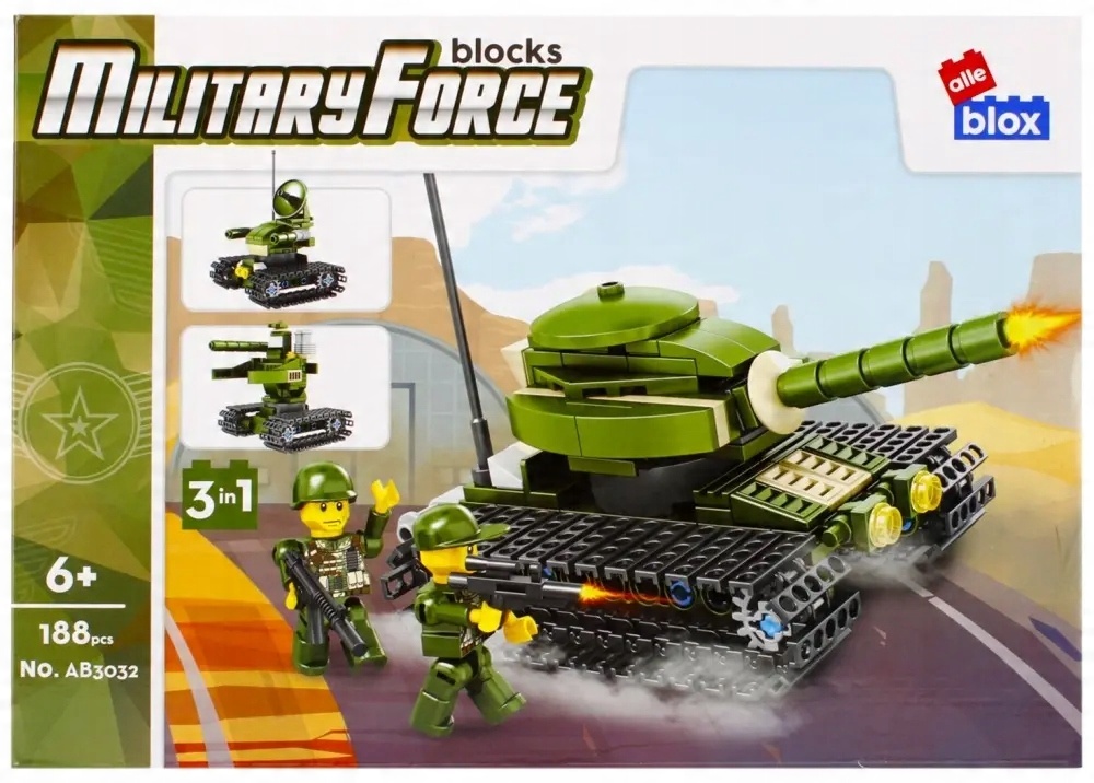 

Klocki Militaria 3w1 Czołg 188 elementów Alleblox