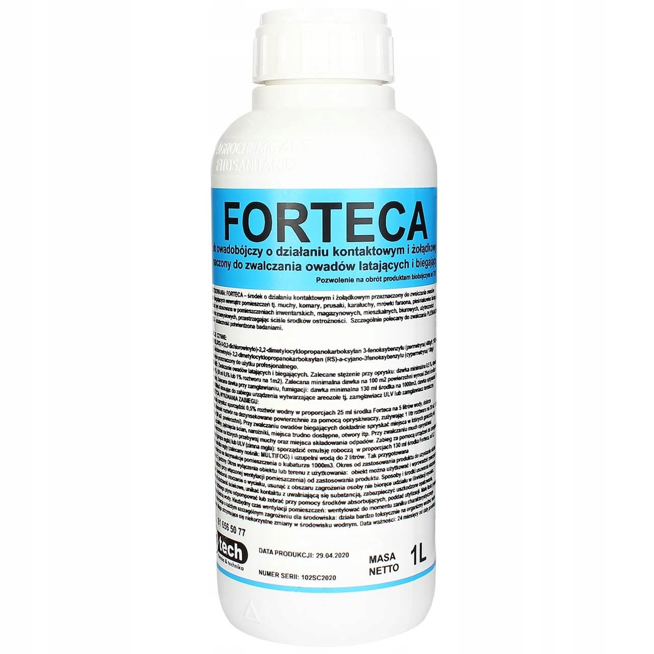 Forteca prostriedok Tekutý postrek na ploštice Komáre Muchy mole Permetryna 40% 1L
