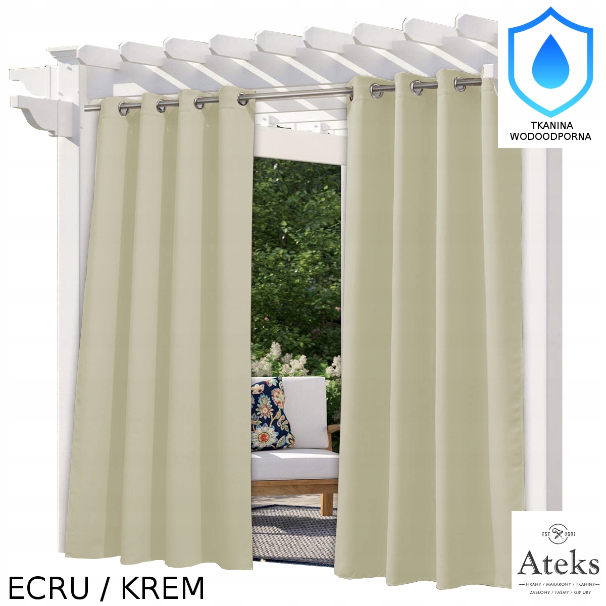Zasłona ogrodowa wodoodporna 155x250 wys. kremowy EAN (GTIN) 5904541100487