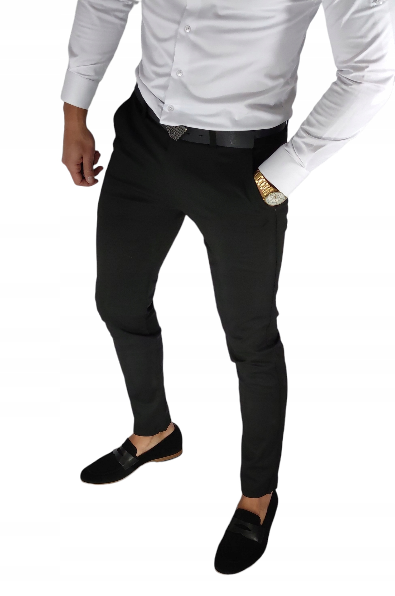 Spodnie wizytowe gładkie slim czarne VP07 W33