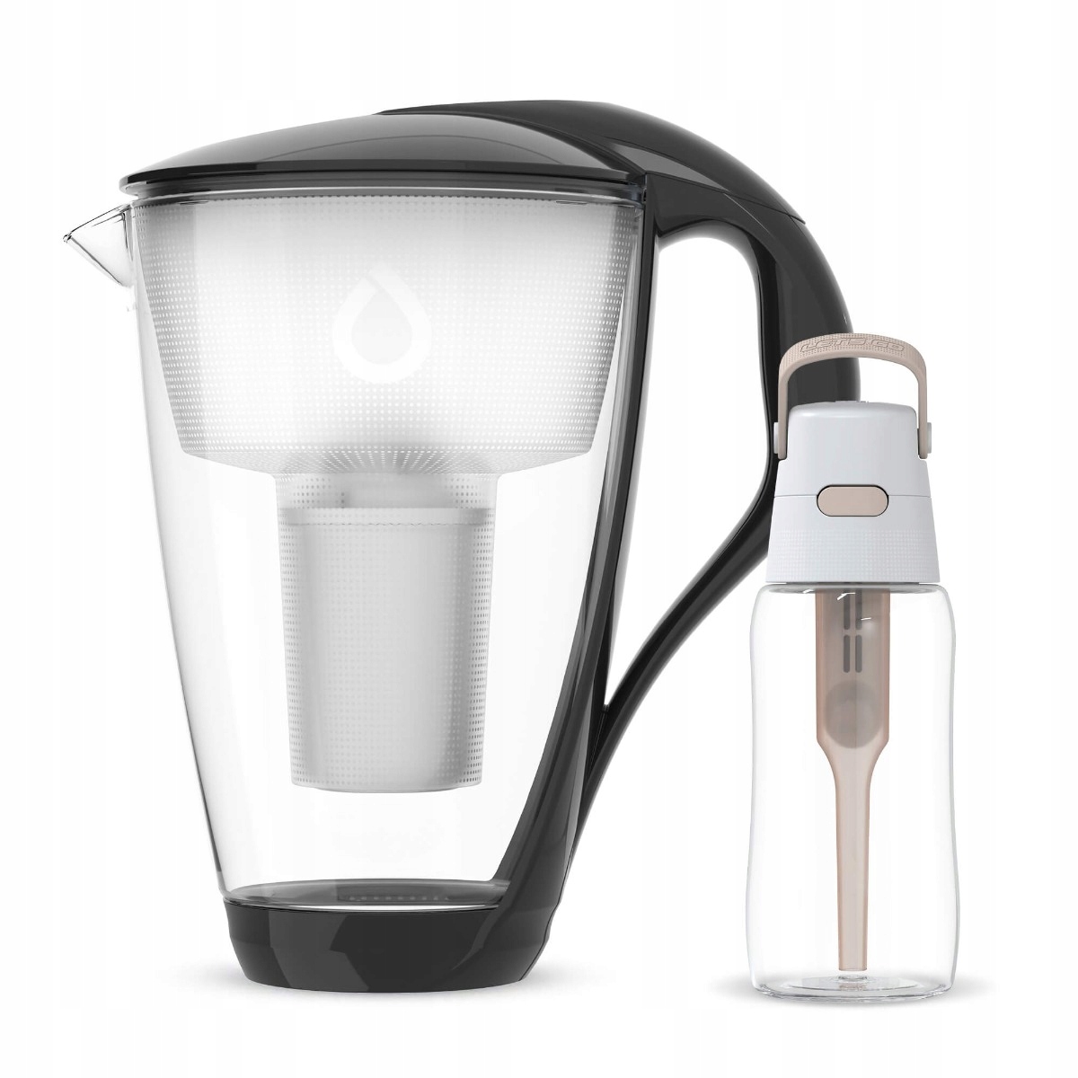 Skleněná konvice Dafi Crystal Black Classic s béžovou lahví Solid 0,5