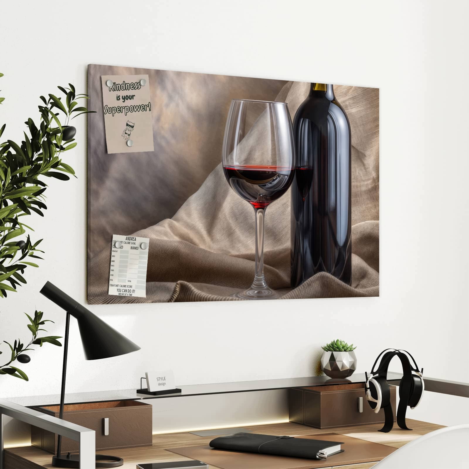 Magnetická tabule Víno Sklo 90 × 60 cm