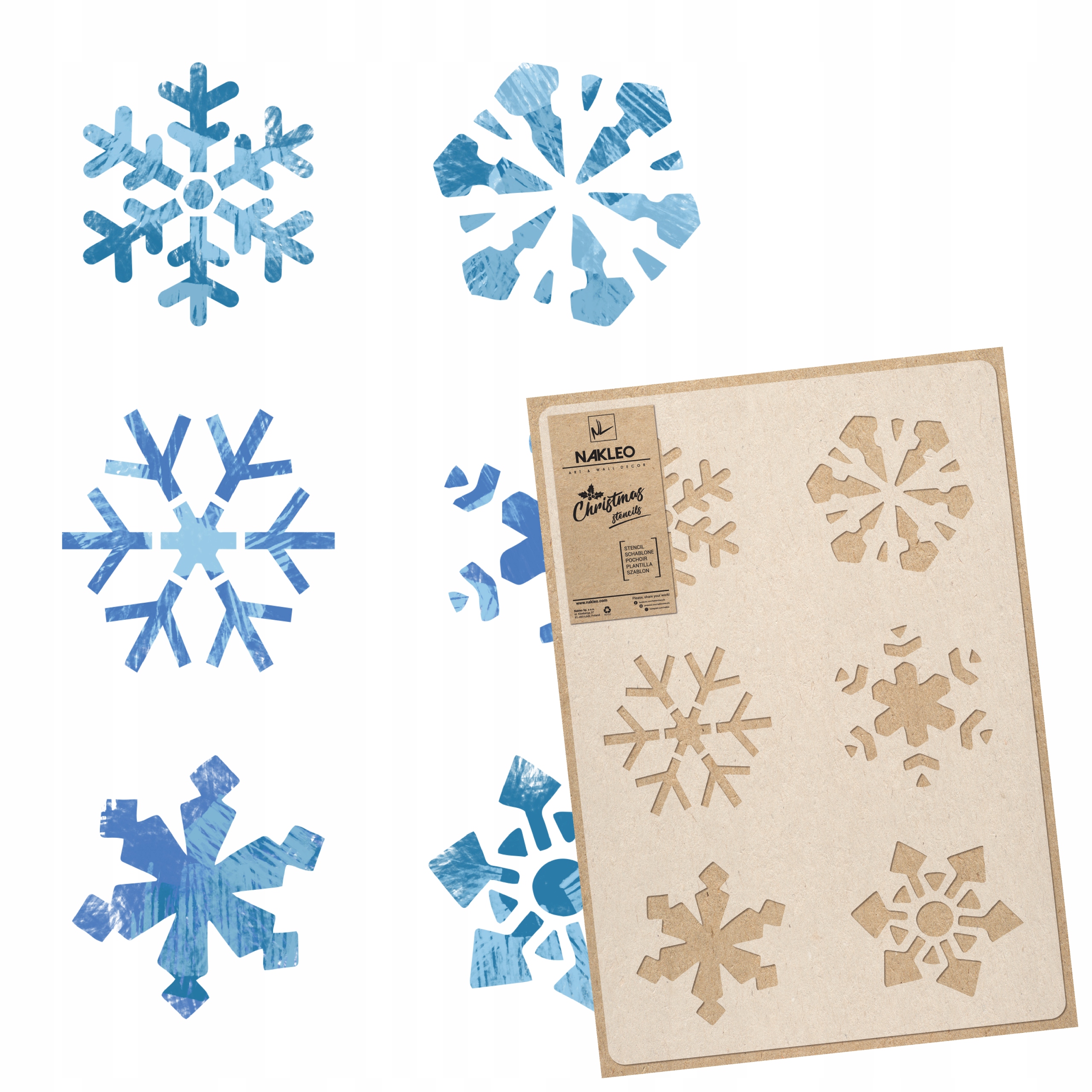 Šablona na umělý Sníh Opakovaně Použitelný L 59x95cm Vánoce Vločka Sněhové Vločky