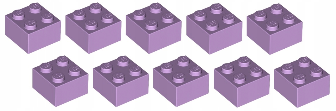 

Lego cegła, klocek 2x2 lawendowy 10 szt. 3003 Nowy