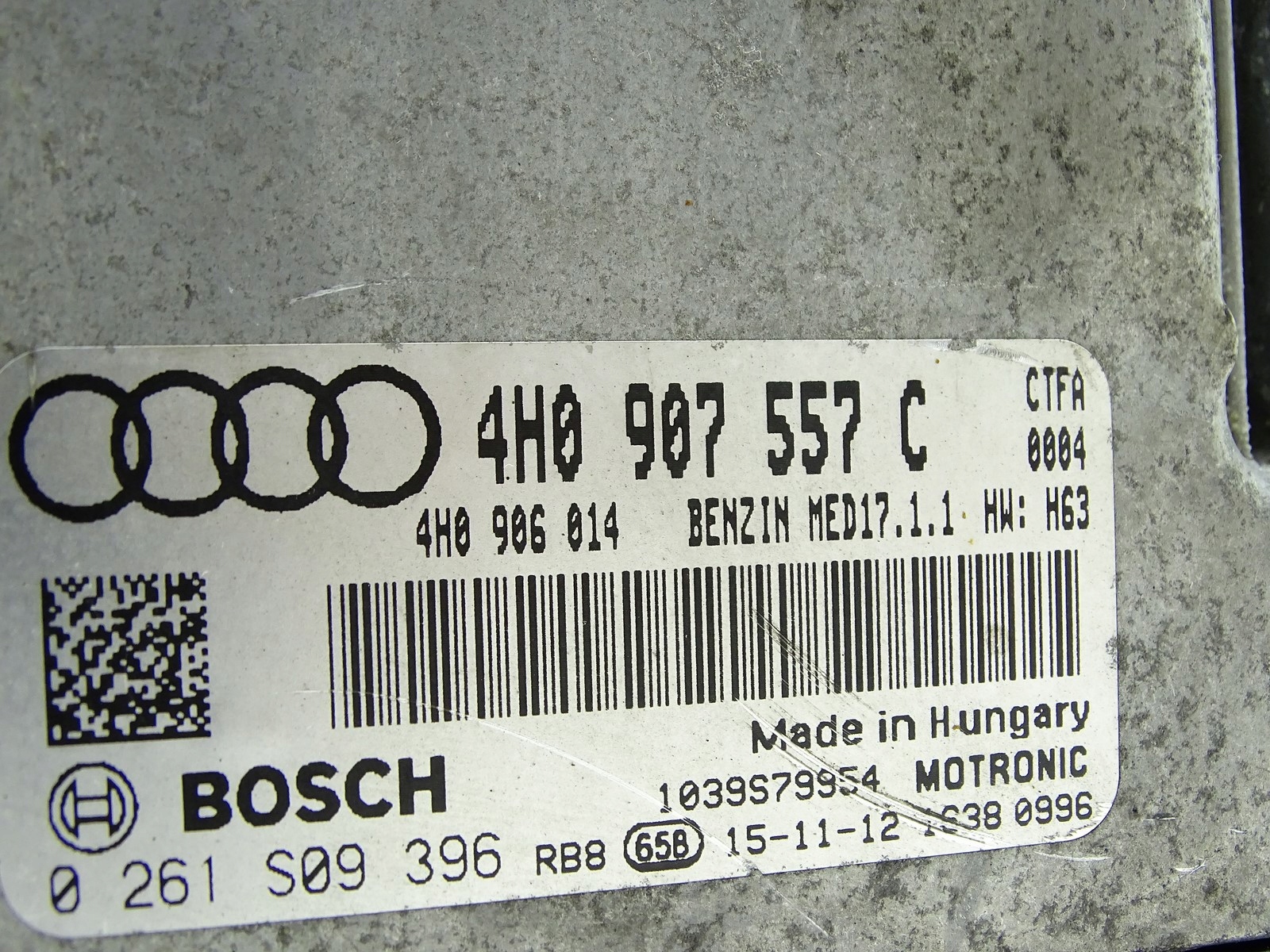 control unit computer of the engine ECU AUDI S8 D4 4H 10- 4.0 TFSI 4H0907557C