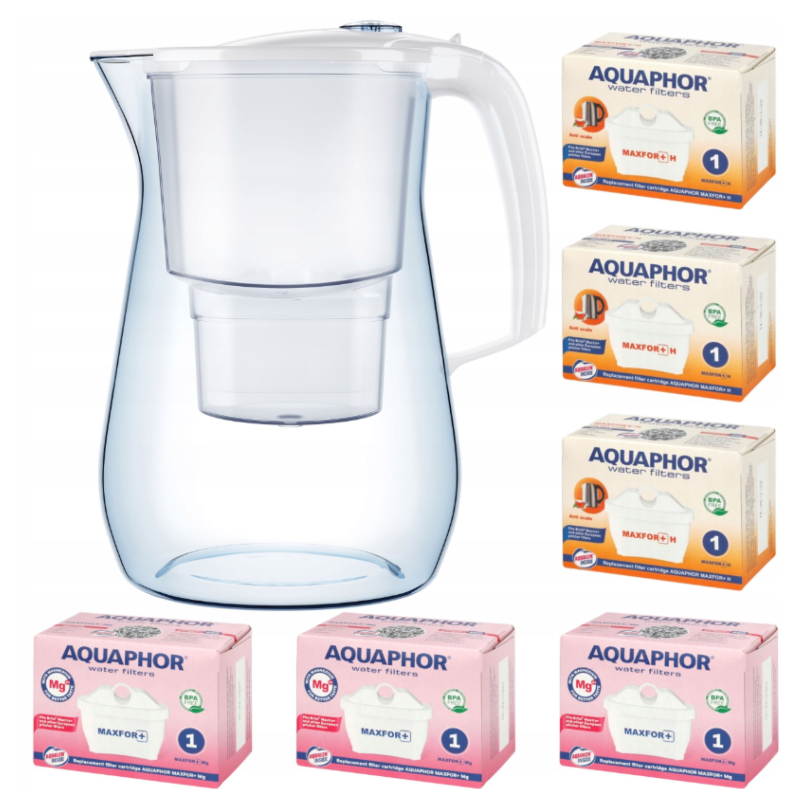 Filtrační konvice Aquaphor Onyx 4,2 l 6 náplní (3 mg 3H), bílá
