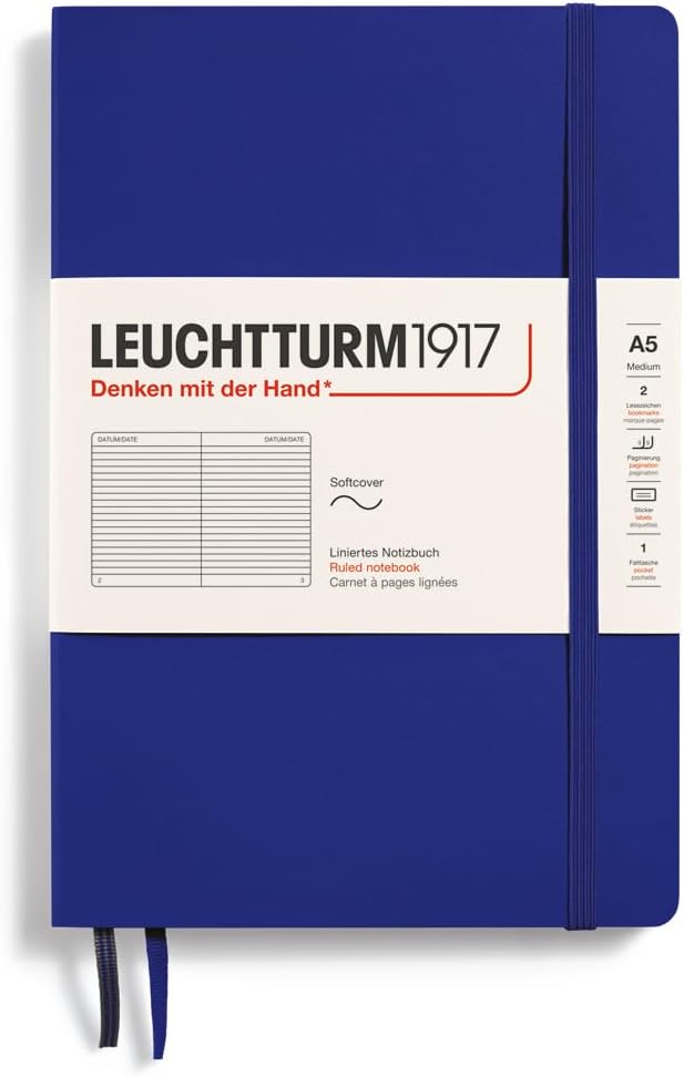 Leuchtturm1917 Notatnik Medium A5 80 g, Ink, linia (miękka okładka)