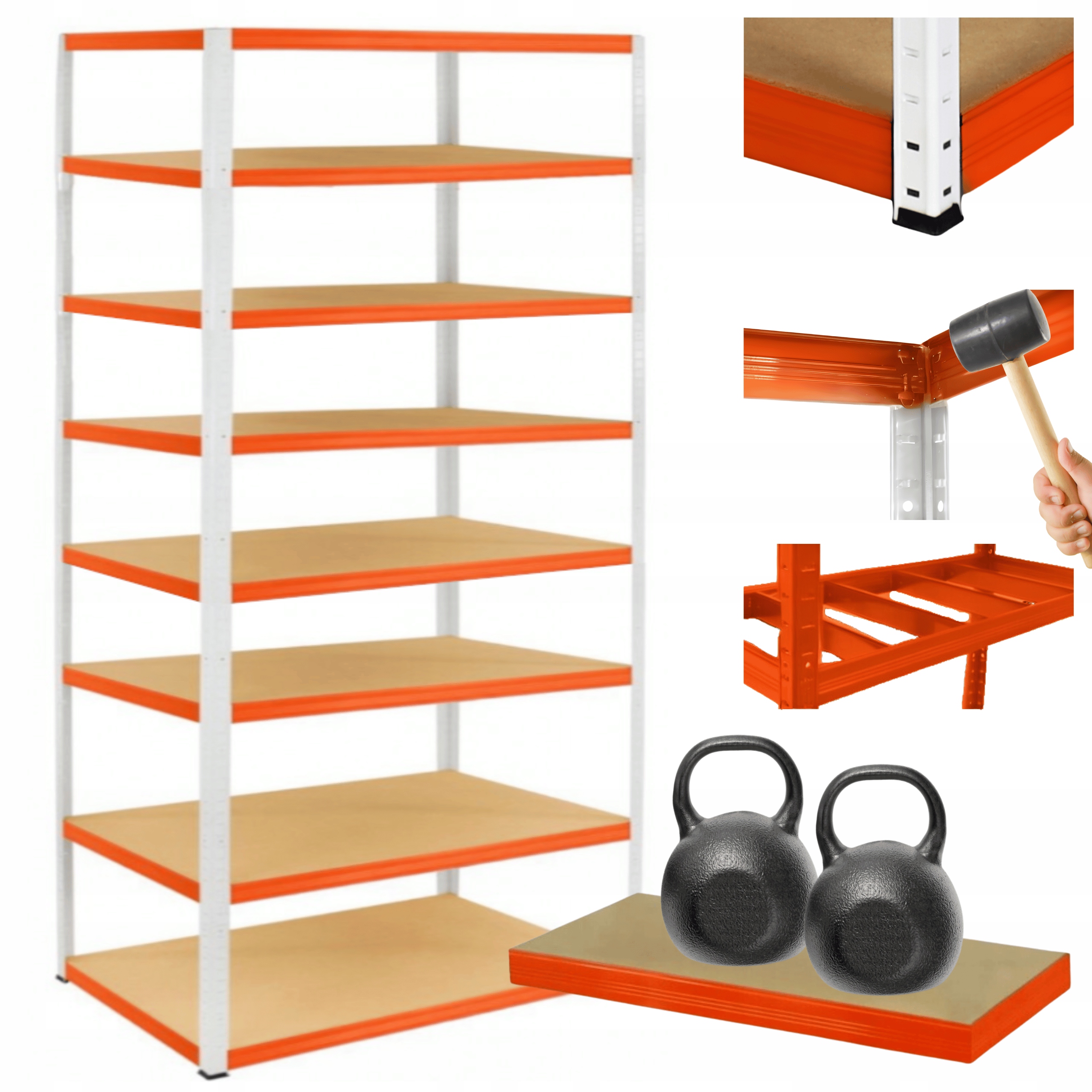 Regał metalowy magazynowy stojak Helios 270x150x30cm 8Px275kg Szeroki Mocny