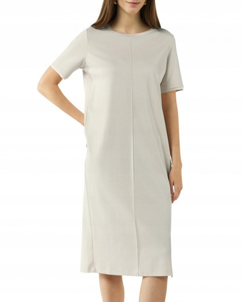 Comma Béžová Jednoduchá Šaty S Krátkým Rukávem Lyocell 42 6FA