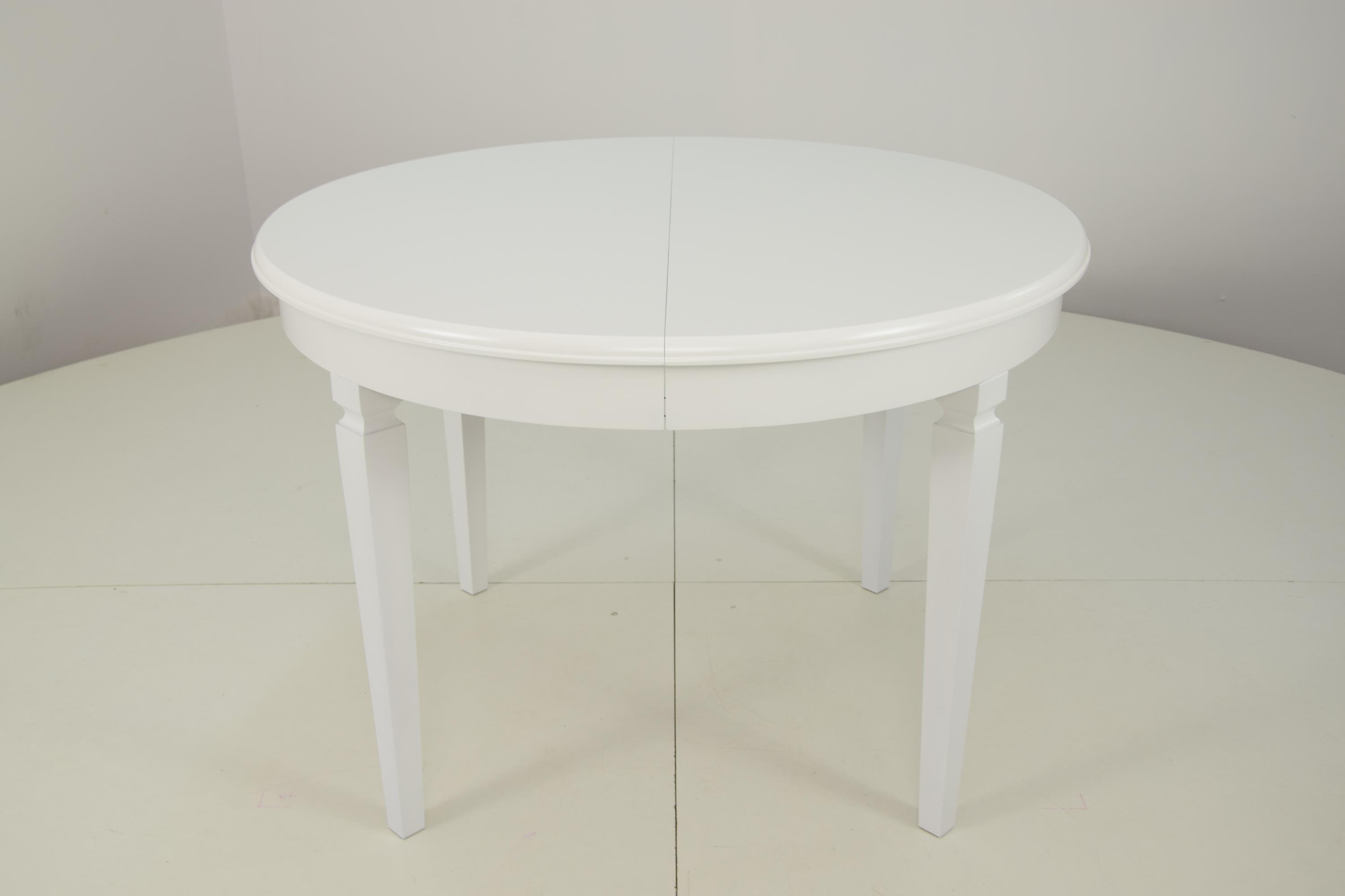 Stół Okrągły Biały Rozkładany Drewno Buk ⌀110cm Kod producenta PS-3