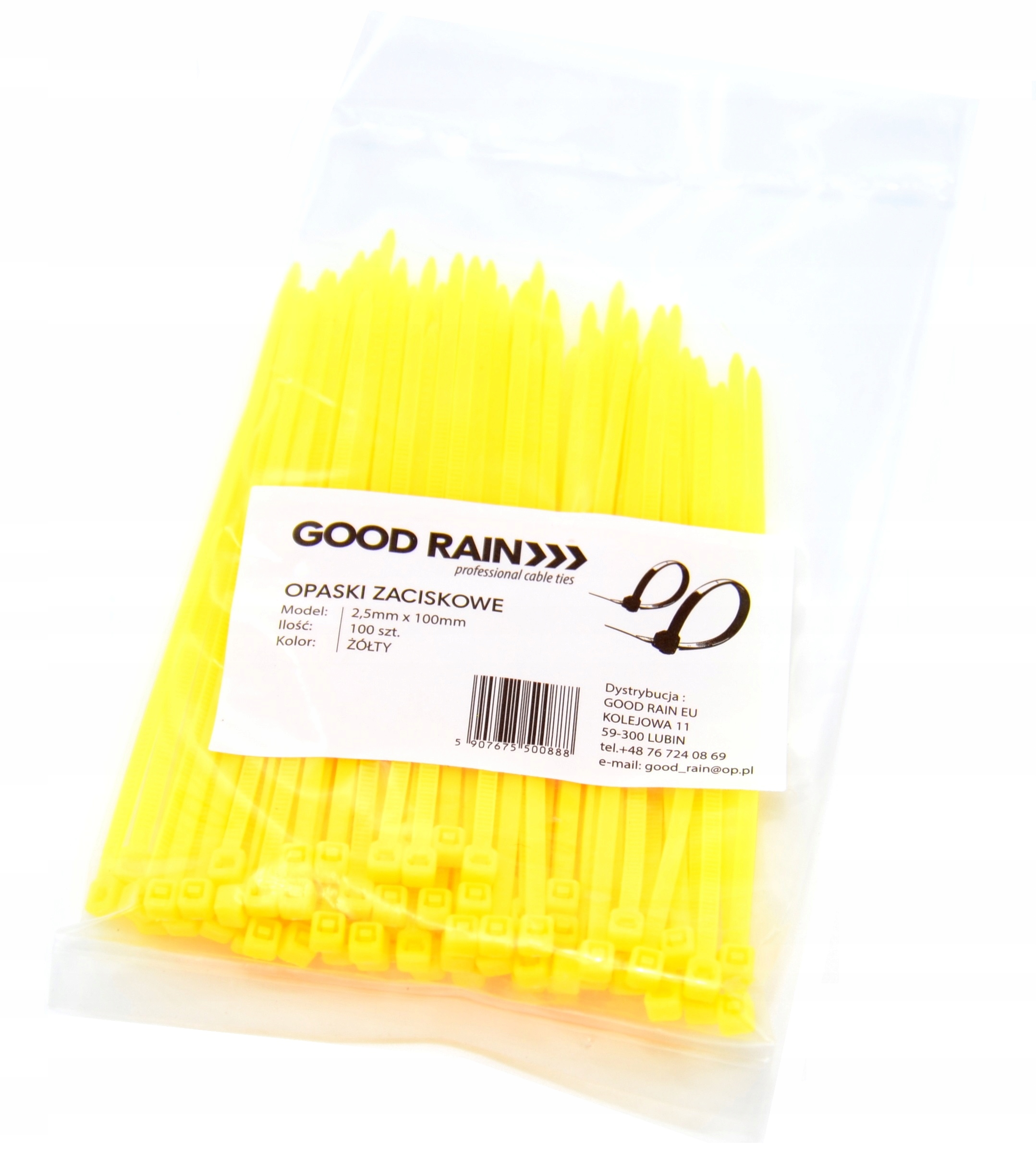 ŻÓŁTE OPASKI ZACISKOWE TRYTKI 4,8x200 mm x100 Kod producenta ŻÓŁTE 4,8X200