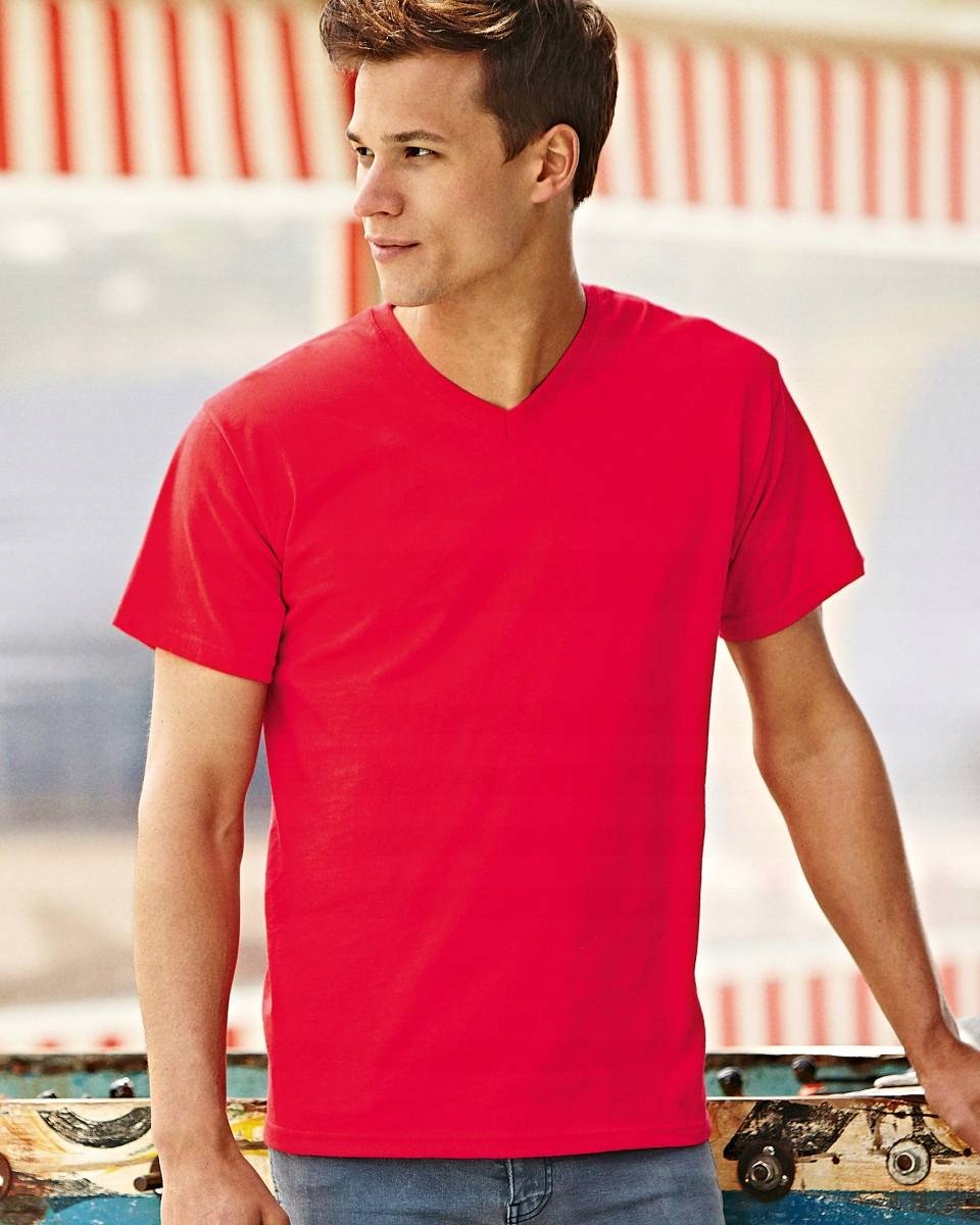 FRUIT OF THE LOOM KOSZULKA V-Neck Black XXL Kolor czarny