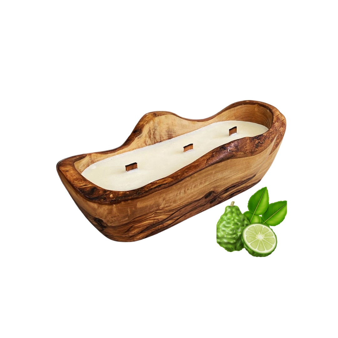 Přírodní vonná svíčka ve dřevě DK25 Arkay Bergamot I Limetka