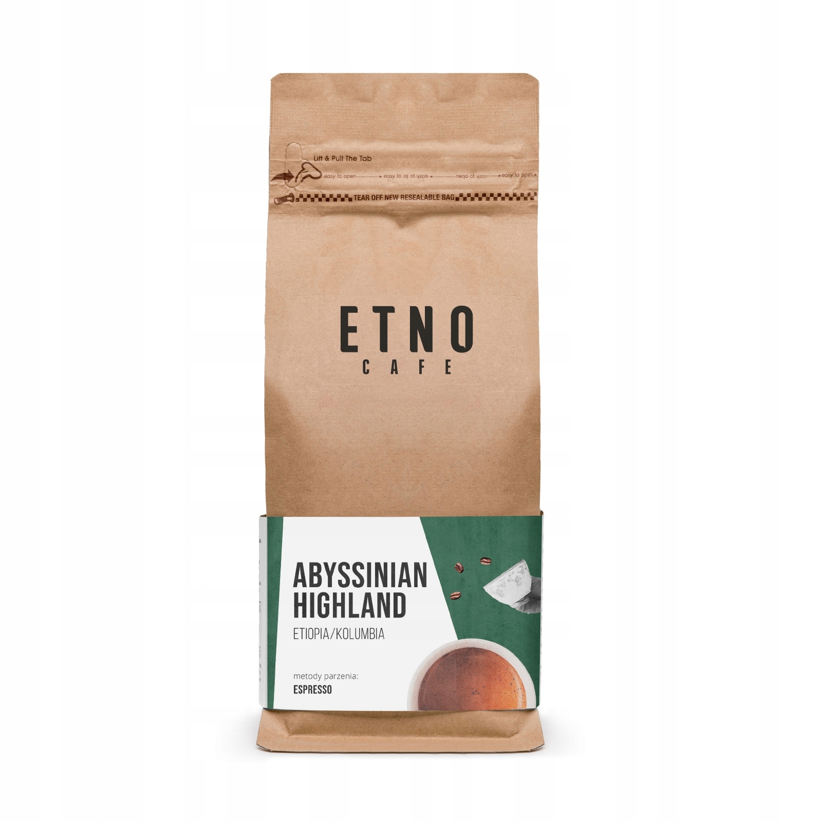 Levně Káva Zrnková Arabica Etno Cafe Abyssinian Highland Etiopie Brazílie 1KG
