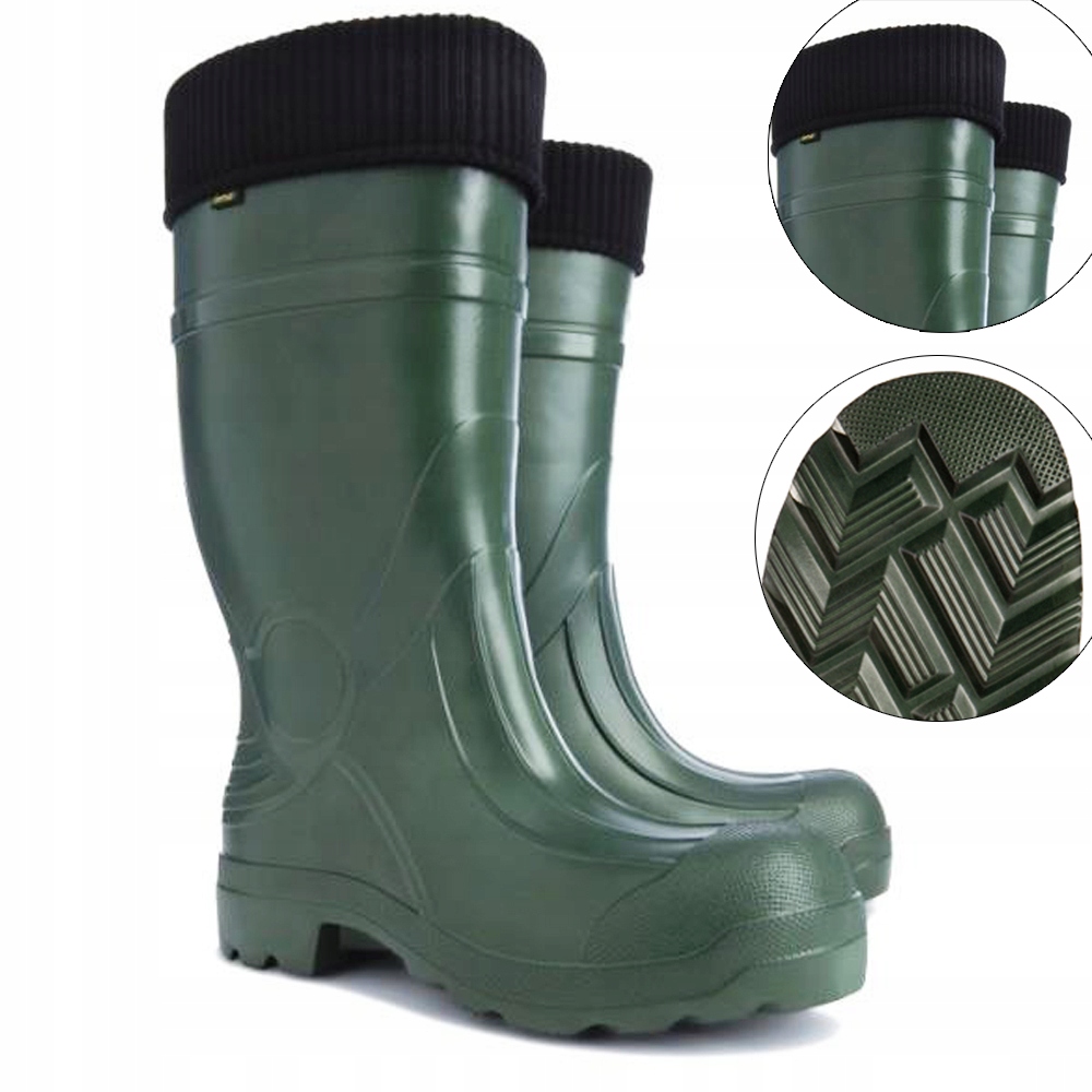 

Kalosze Męskie Lekkie Zielone Z Pianki Gumowce 44