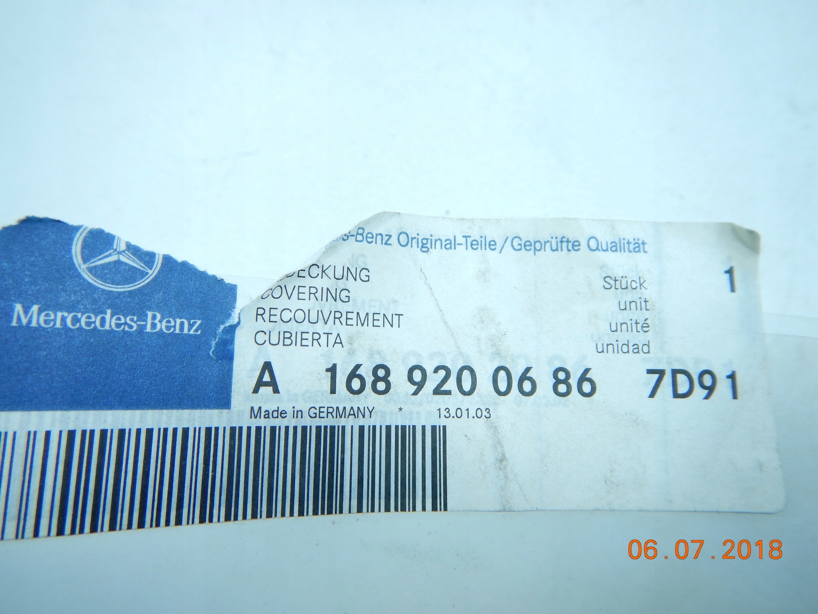 Blende Abdeckung MOCUJACA Blende Abdeckung Sitze MERCEDES W168 / A1689200686