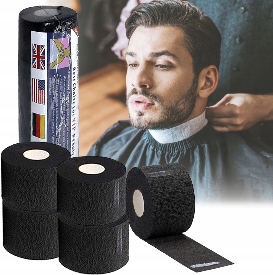 Kołnierzyki kryzy fryzjerskie barberskie ochronne 5 rolek 5x100 szt czarne