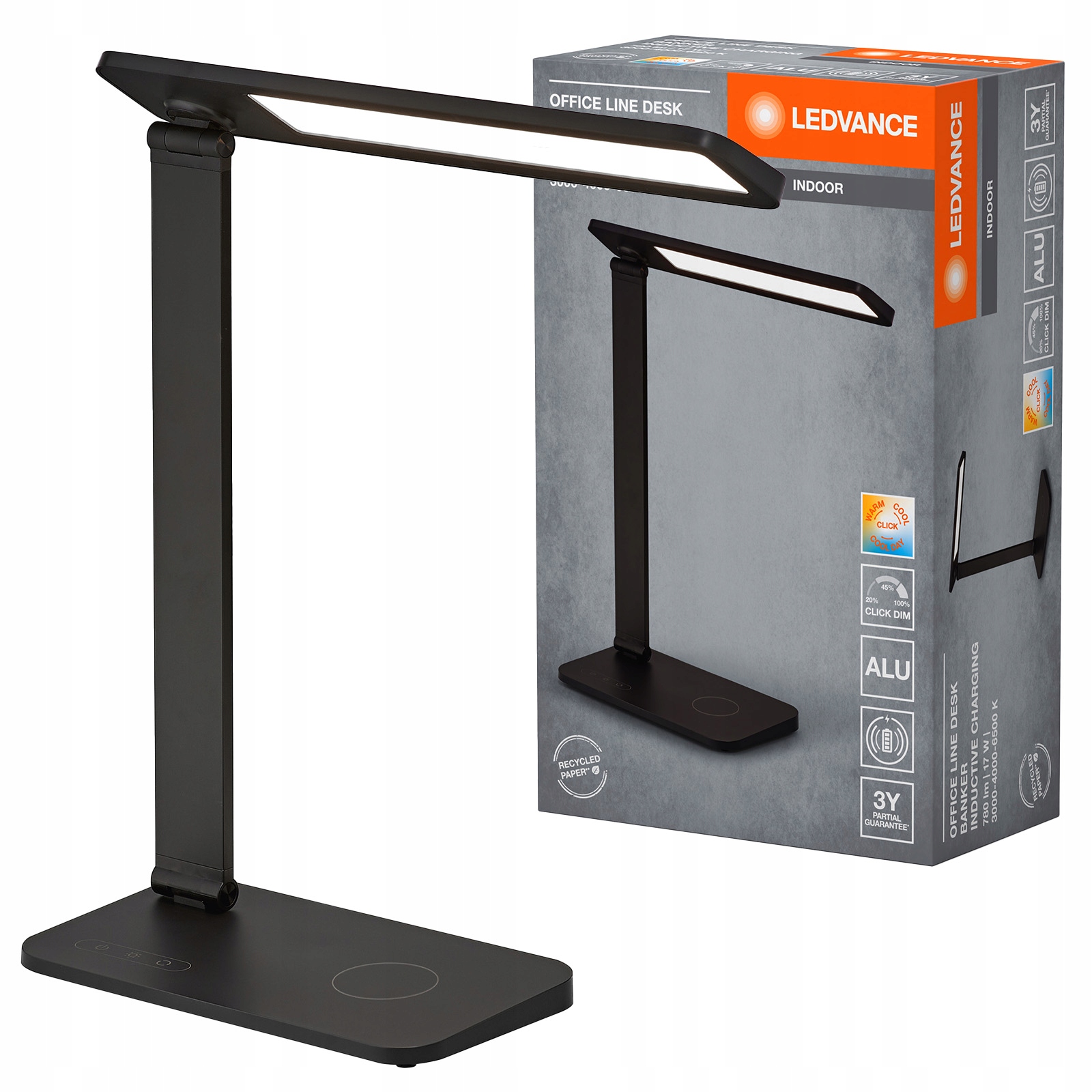 Stolová Led stolová lampa 17W 465lm Cct stmievateľná čierna Office Line