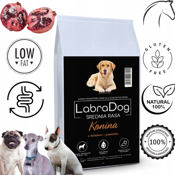 LabraDog Superfood Hypoalergenní Konina s granátovým jablkem pro střední plemena 6 kg