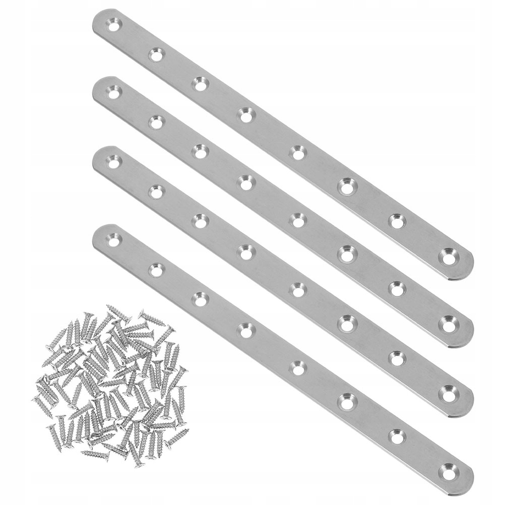 1Set Stainless Steel Silver Flat Mending Plate for Furniture Fixing