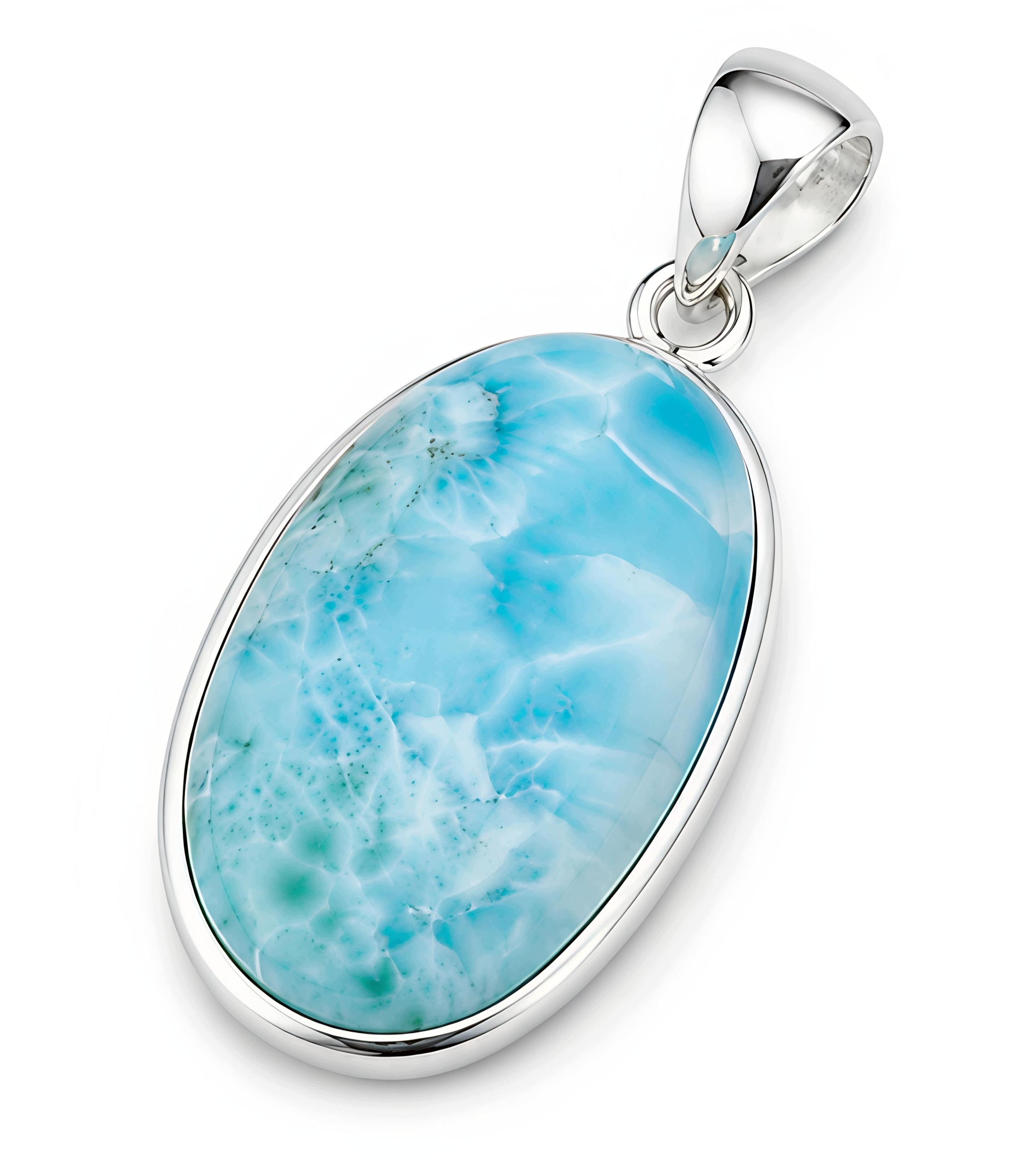 Přívěsek přívěsek přírodní larimar stříbro 925 oválný
