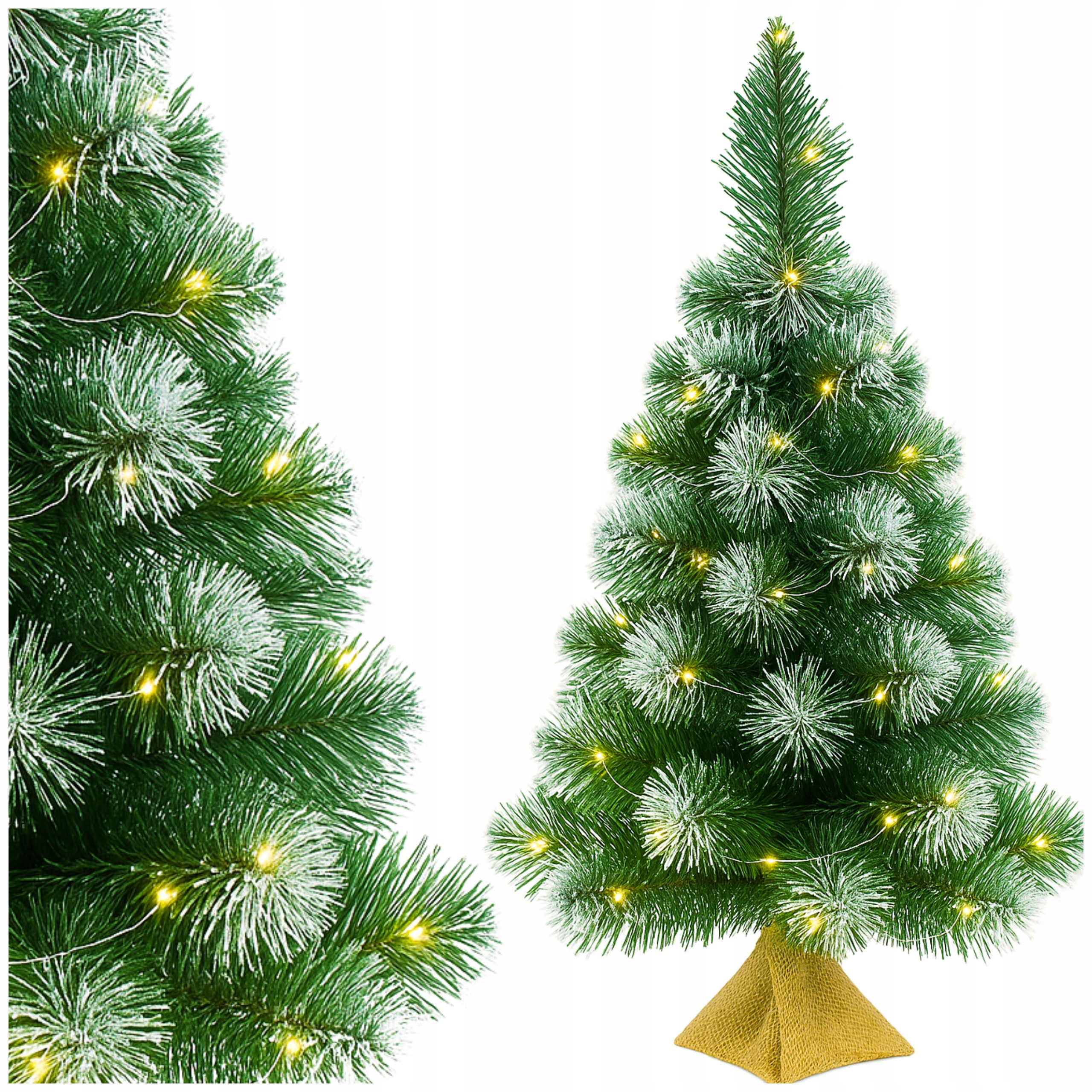 Umelý Vianočný Stromček Zasnežený 55 CM Malý Vianočný Stromček Juta 20 Led Svetielky