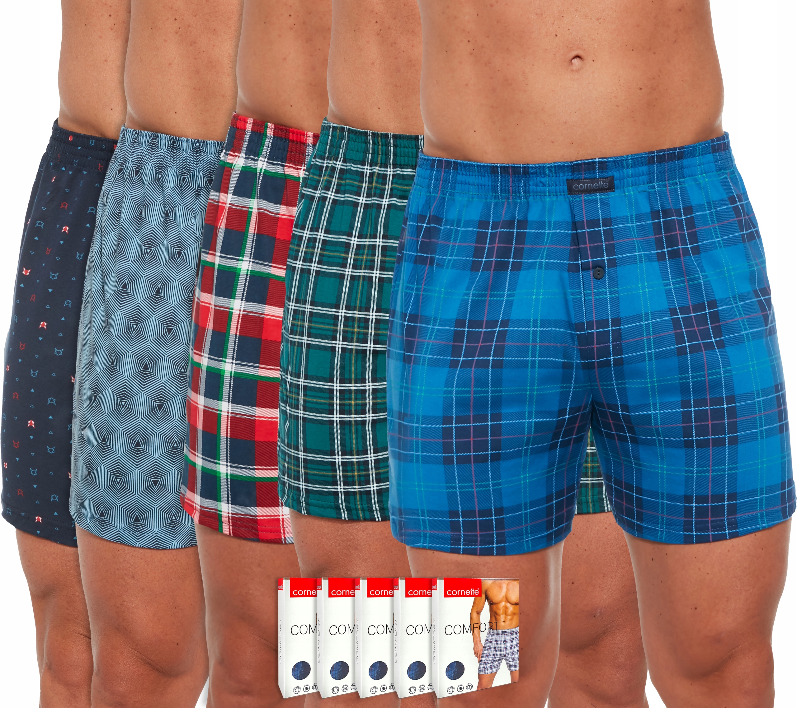 Cornette Boxerky Comfort volné Vzory 5 ks L