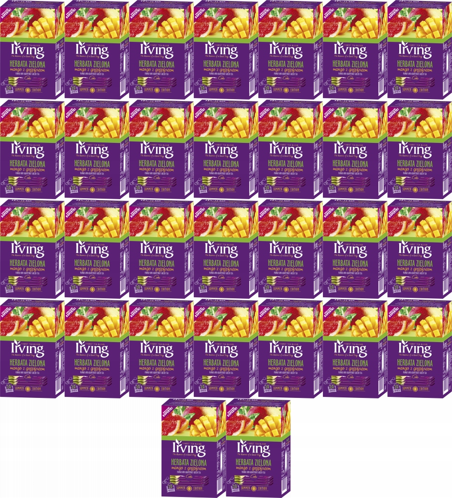 Irving Zielona herbata Mango z grejpfrutem Green Tea 20 Kopertek x36