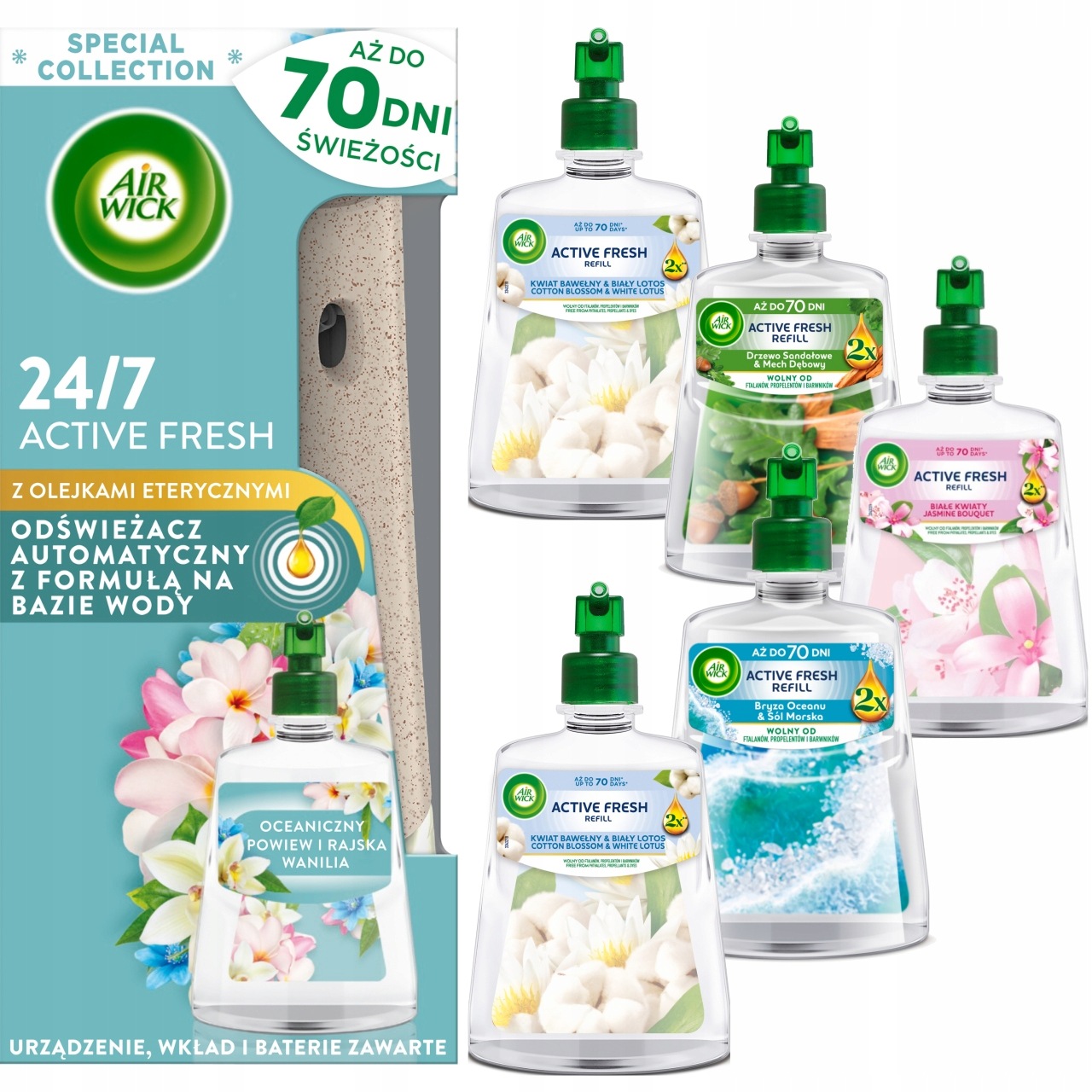 Air Wick Automatický Osvěžovač Vzduchu 6X Náplň 228 ML MIX Sada