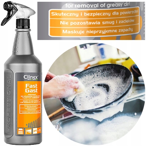 CLINEX FAST GAST 1L ÉGÉSI OLAJ ZSÍROS SZENNYEZŐDÉSEK ELLENI SZER - 4 db Gyártó kódja CL77667