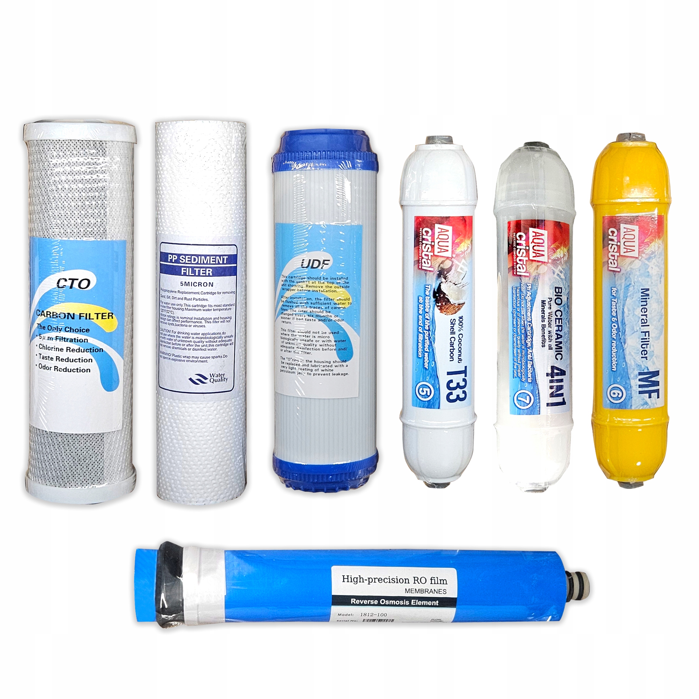 Sada 7 vodních filtrů PP+UDF+CTO+RO+T33+MIN+TRANSP 4V1 Reverzní Osmóza
