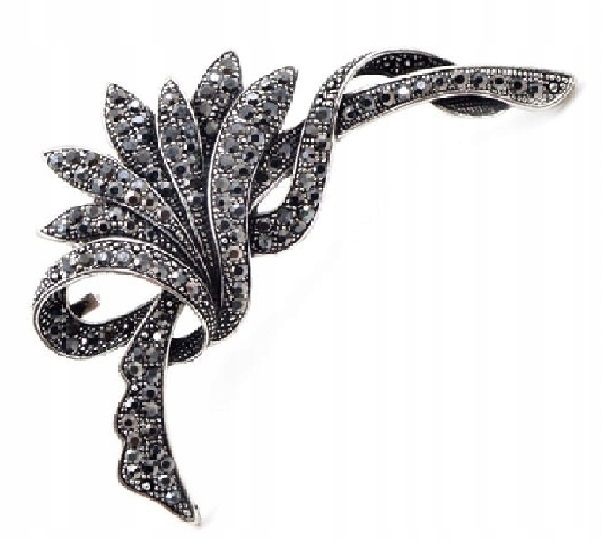 

Broszka - srebrna Wstążka 4 - kryształ górski Lux