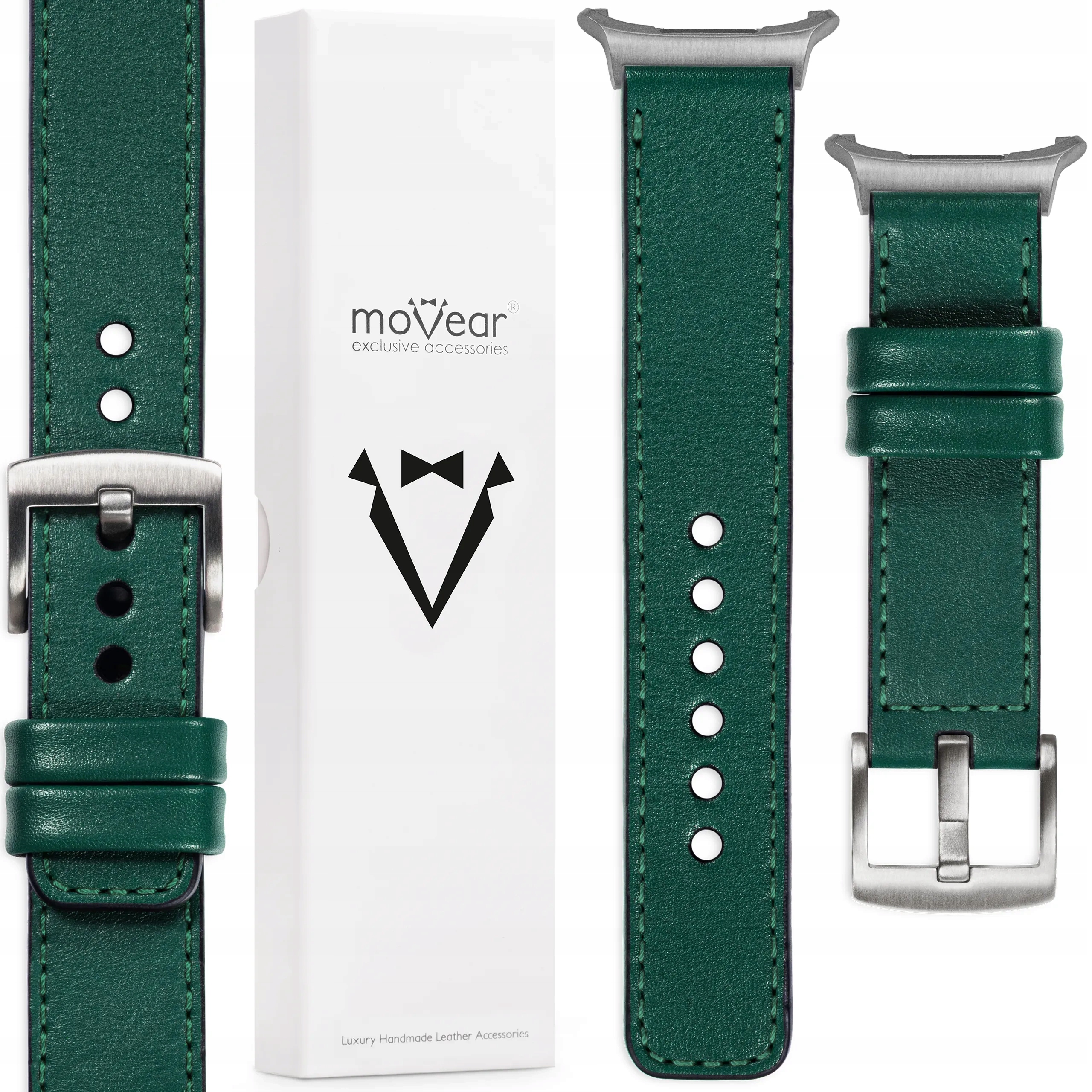 Kožený řemínek pro Samsung Galaxy Watch Ultra premium Polský zelený Movear