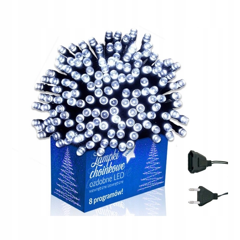 

Lampki Choinkowe Świąteczne Białe Zimne 100 Led