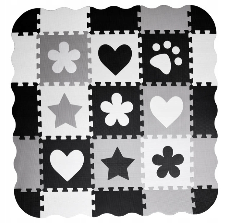 PUZZLE PIANKOWE MATA EDUKACYJNA KONTRASTOWA KSZTAŁTY DYWANIK 120x120 Kod producenta prezent kojec do raczkowania zabawy na piłki