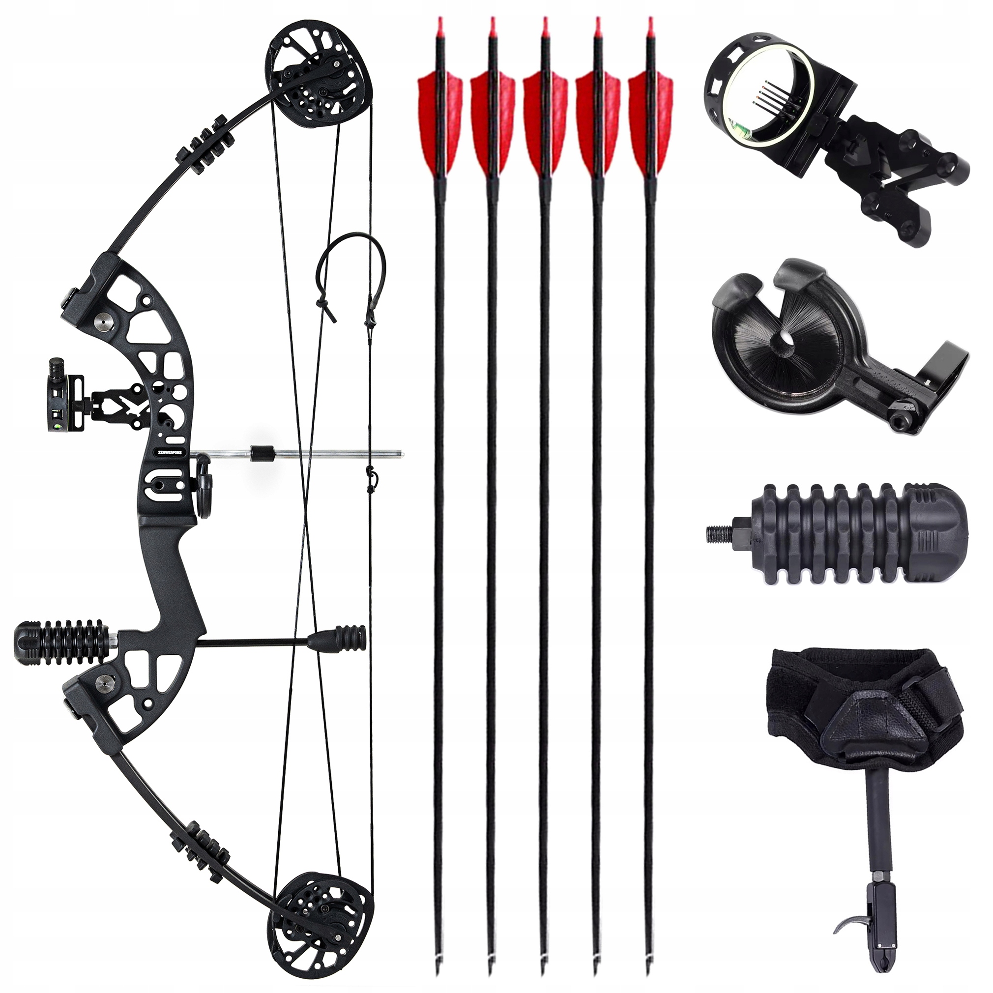 Luk, zaměřovač, podložka, spoušť pro luk 30-60 lb