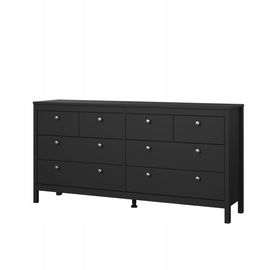 Komoda 160 cm 8 szuflad czarna mat nowoczesna do salonu sypialni Madrid