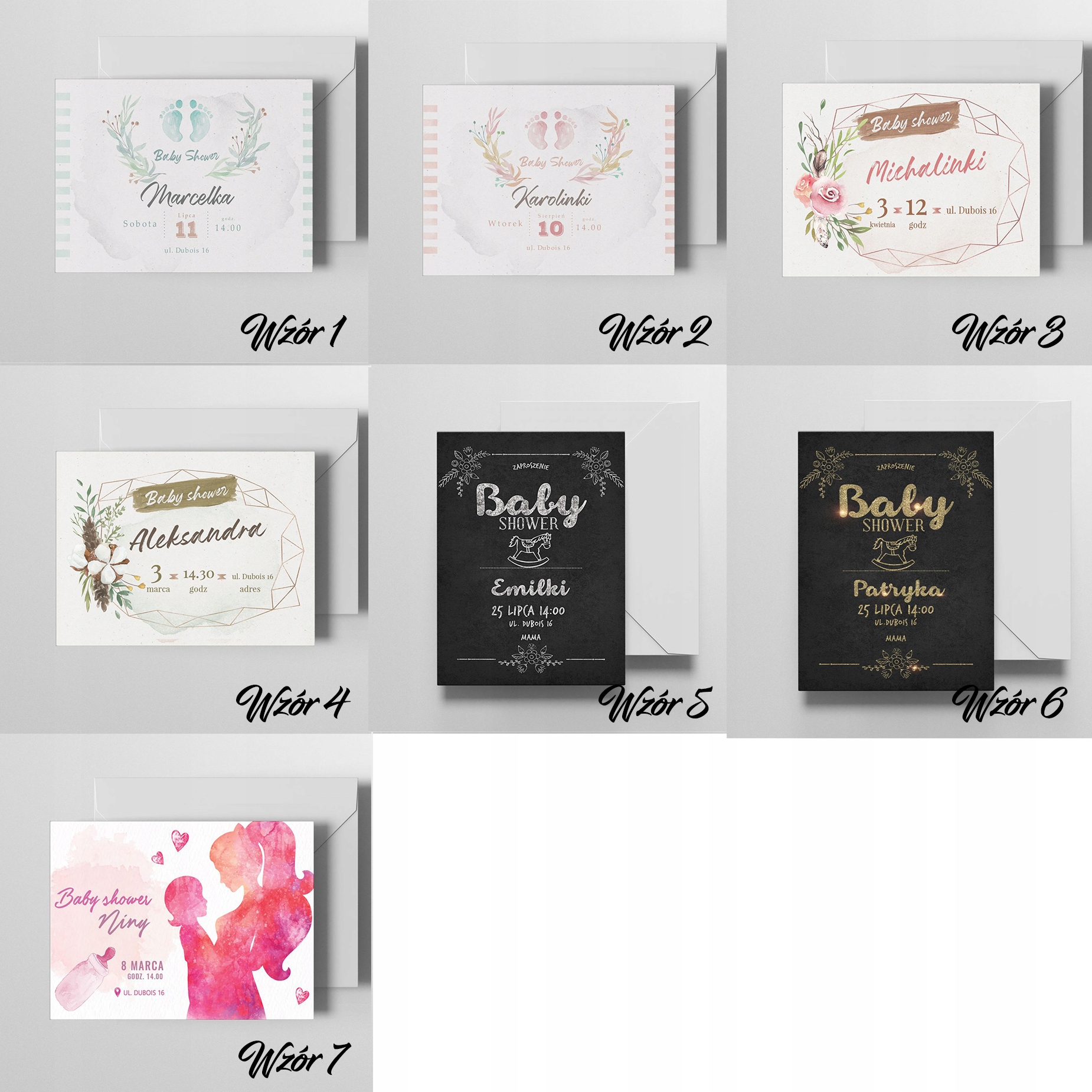 ZAPROSZENIA NA BABY SHOWER ZAPROSZENIE BABYSHOWER Wysokość produktu 14.8 cm