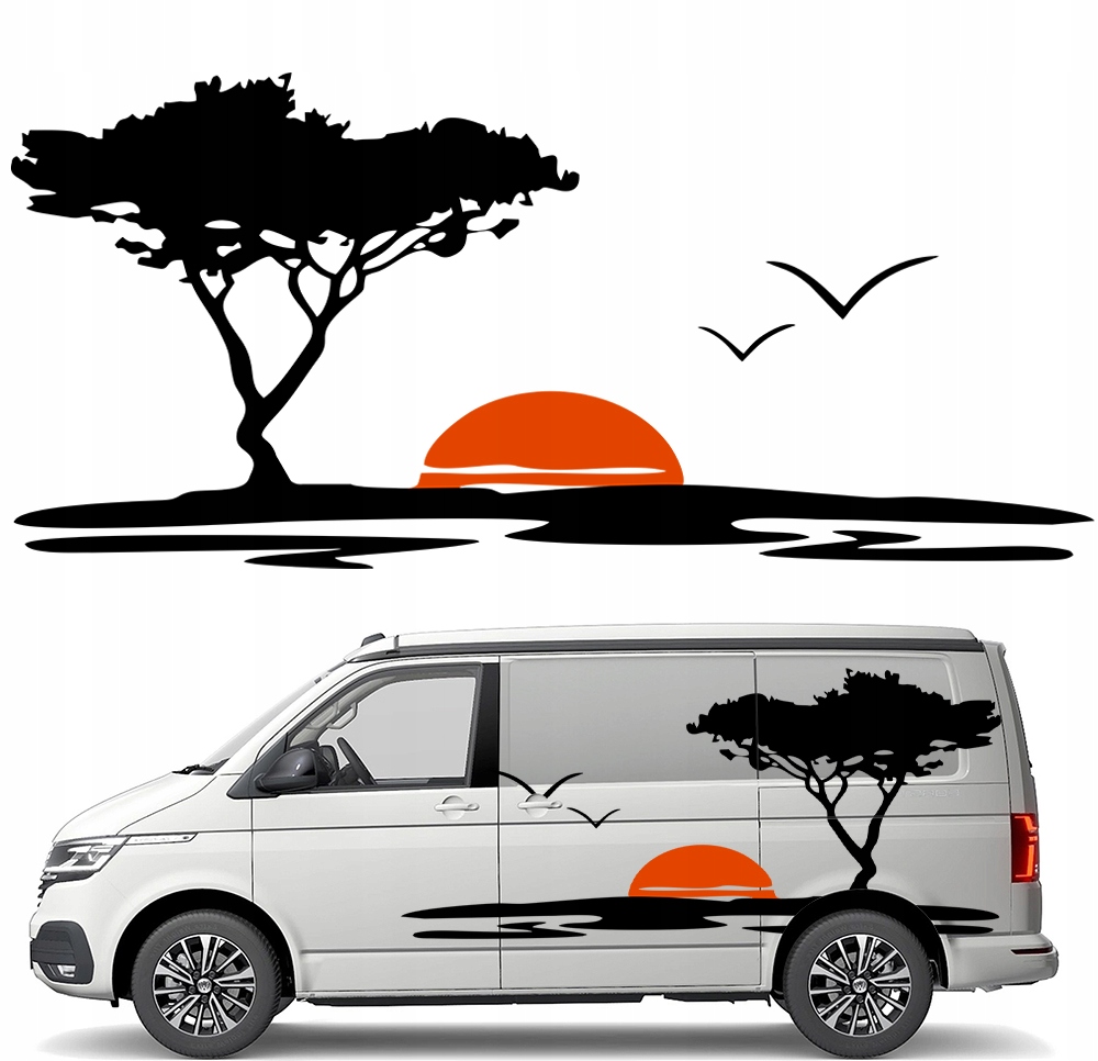 Nálepka Grafika na karavanu Západ Slunce Dřevo Sunset 90x197