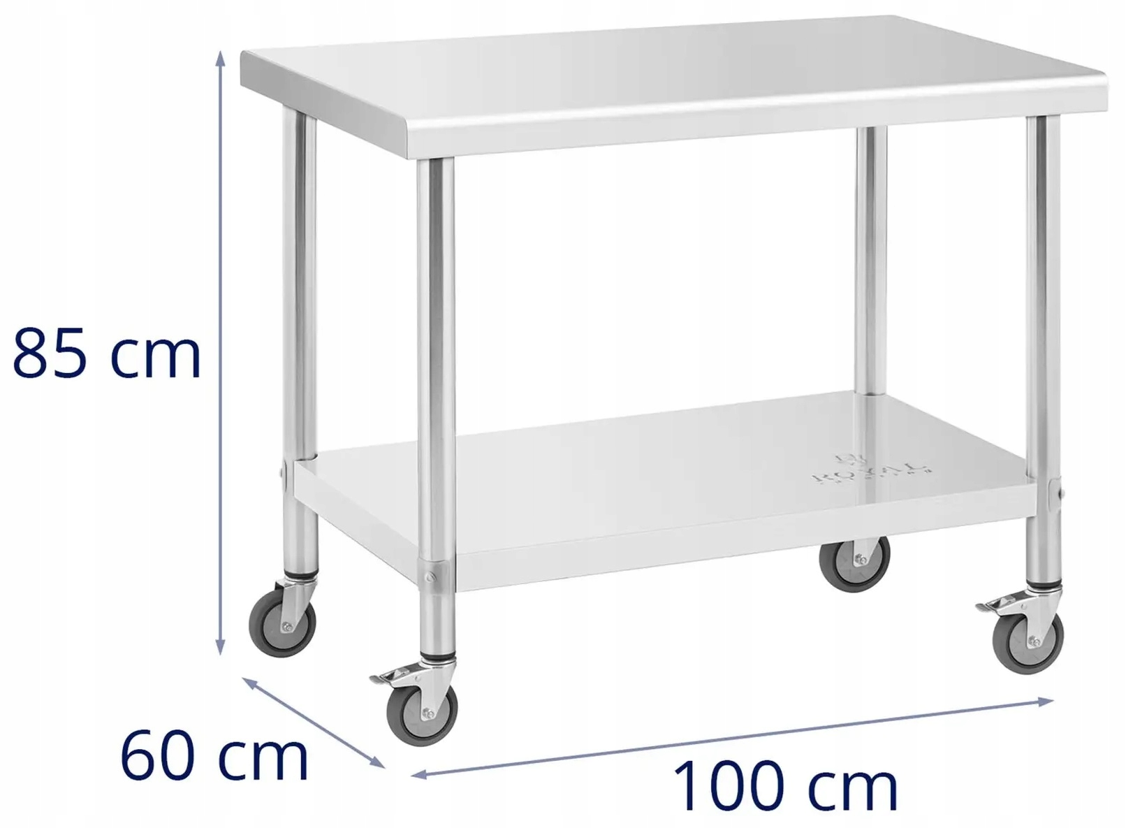 Stół nierdzewny na kółkach 100x60 cm Royal Catering RCAT-100/60-W 10012802
