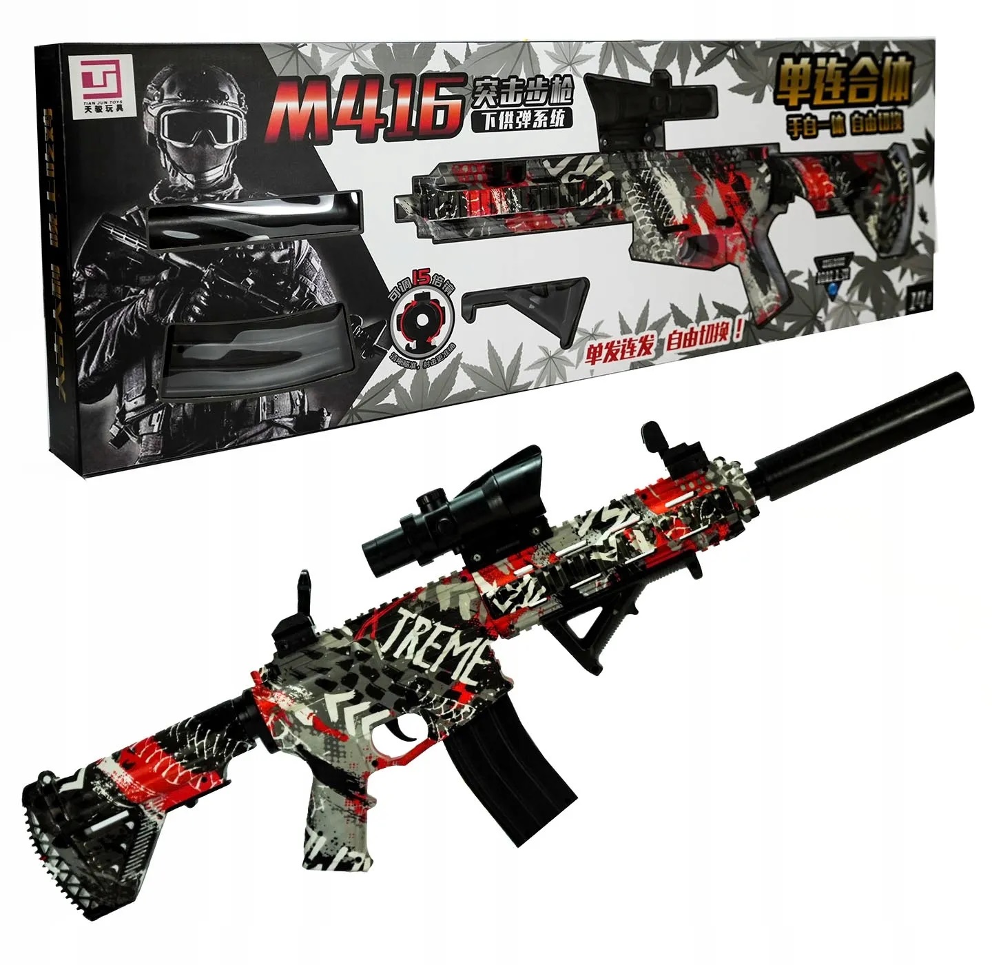 

_karabin Pistolet M16 Automat Kulki Żelowe Wodne_