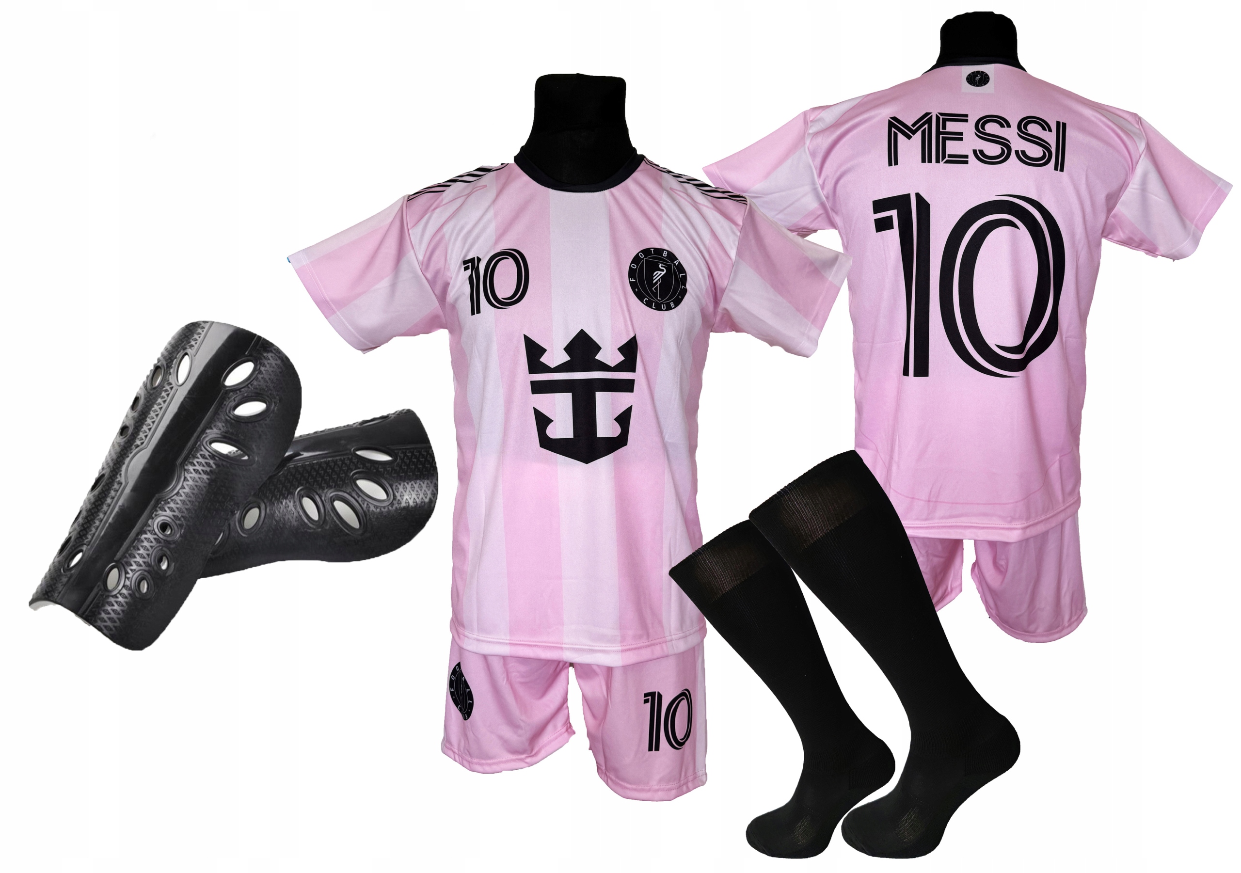 Fotbalový teplákovka Messi tričko, kraťasy štulpny chrániče holení 158
