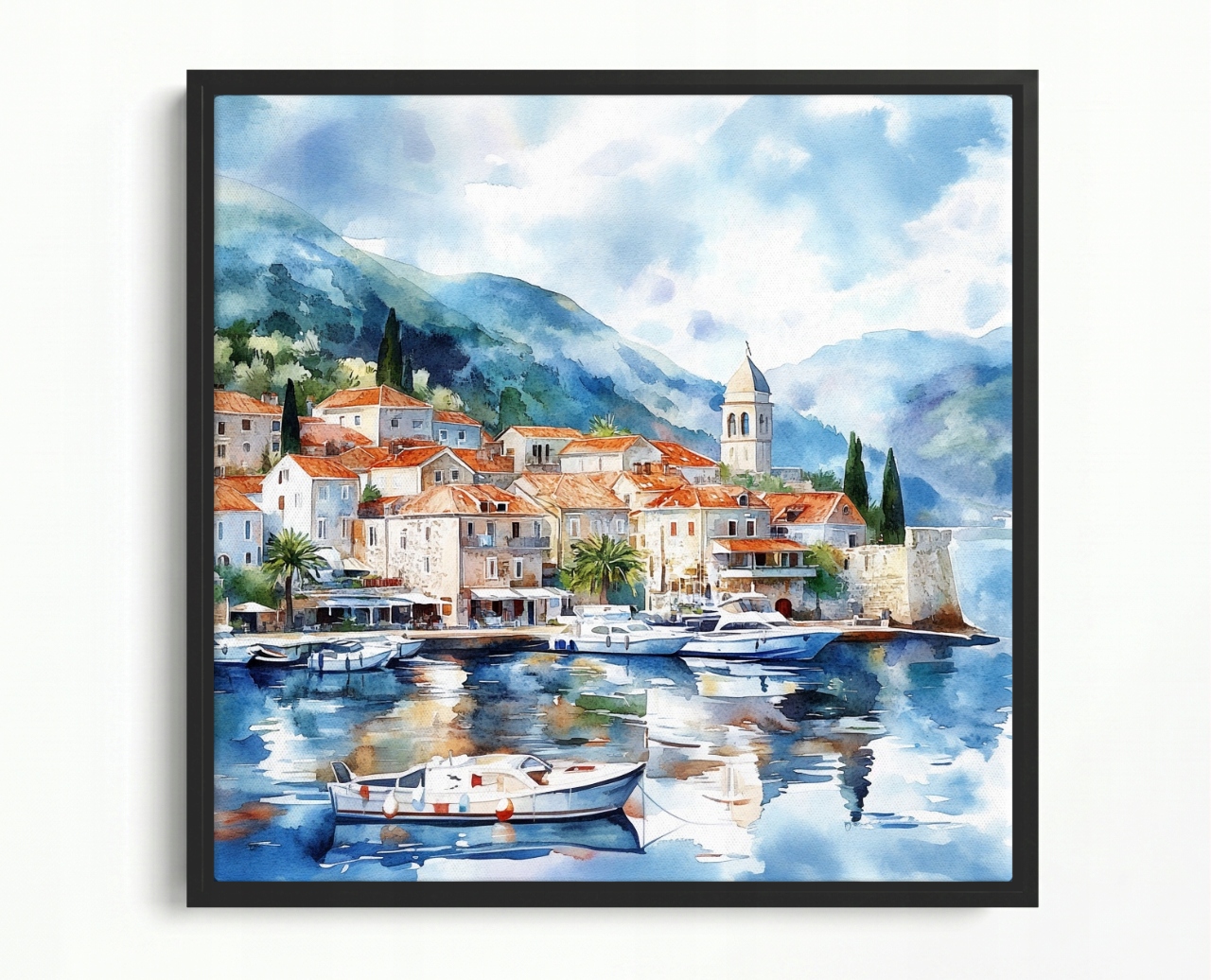 Obraz Rám Americký Box Chorvatsko Dalmácie Moře Hory Marina Deptak 50x50