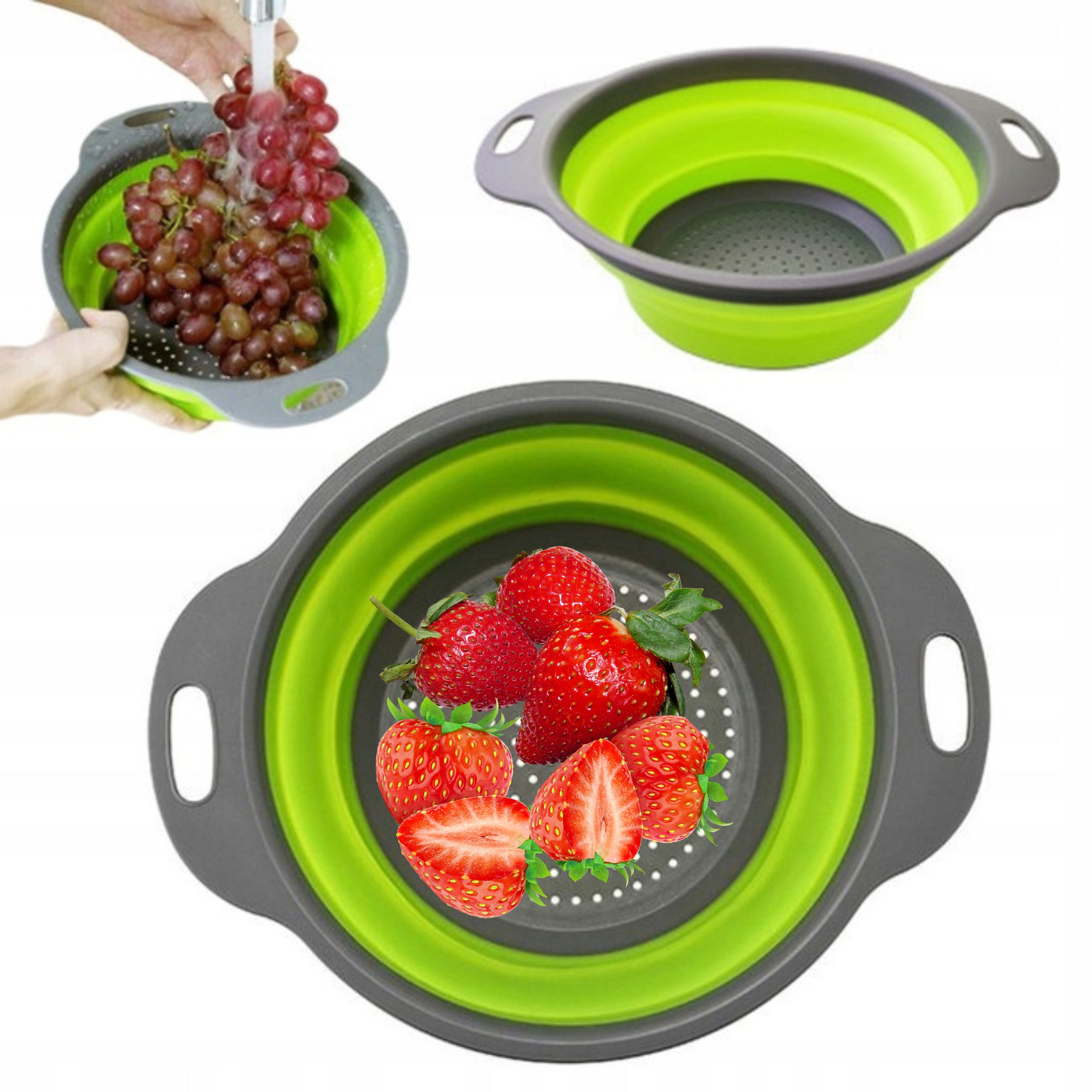 DURSZLAK SKŁADANY SILIKONOWY SITKO CEDZAK OCIEKACZ