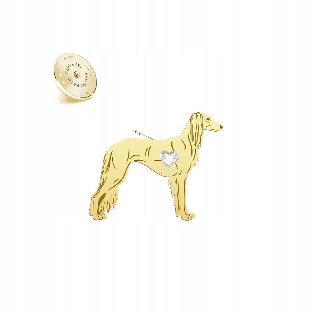 Odznak Zlatý perský chrt Saluki 925 Dárek Šperky Dedikace Bonus