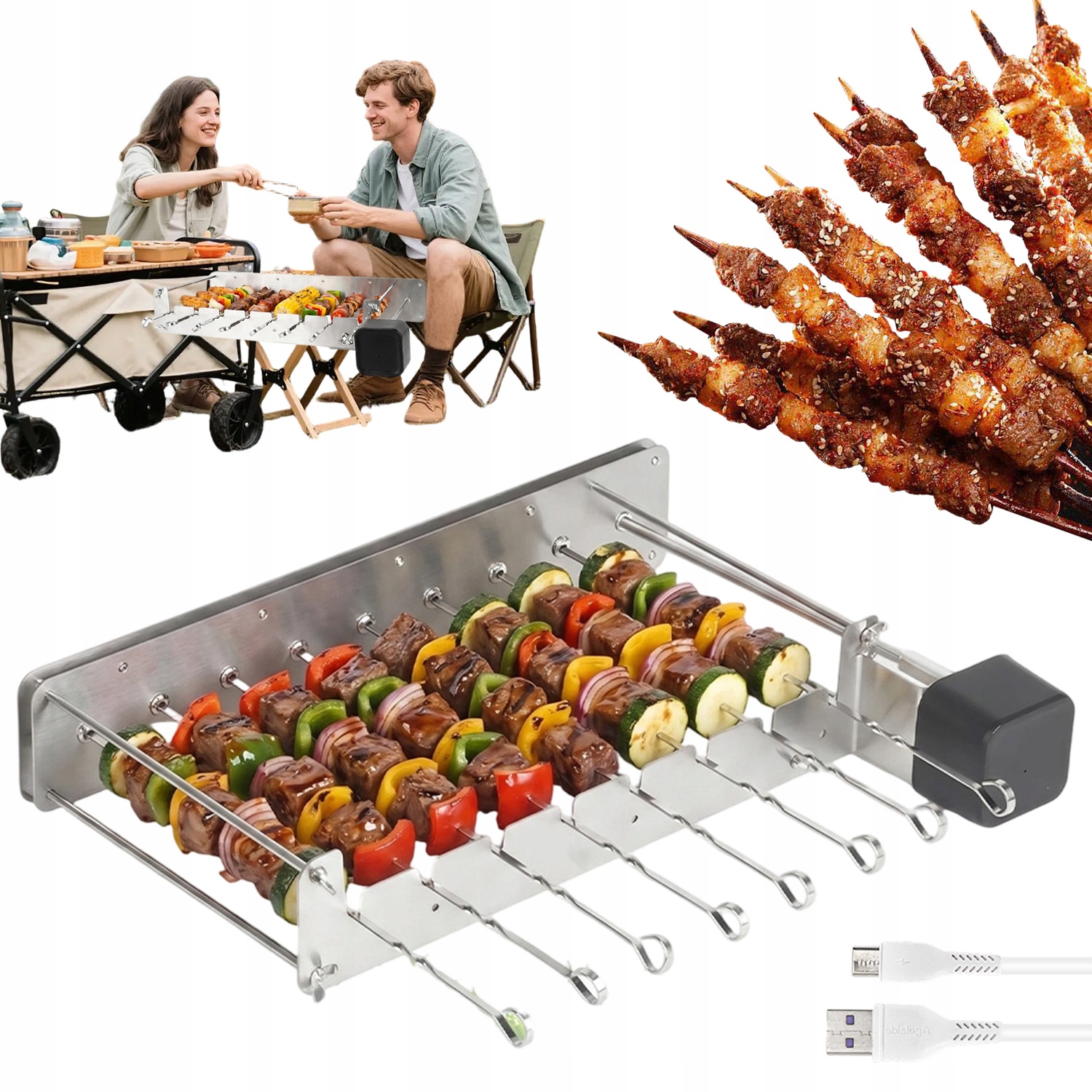Barbecue Elektrický Zahradní Stolní Gril Automatický Otočný Na Balkon
