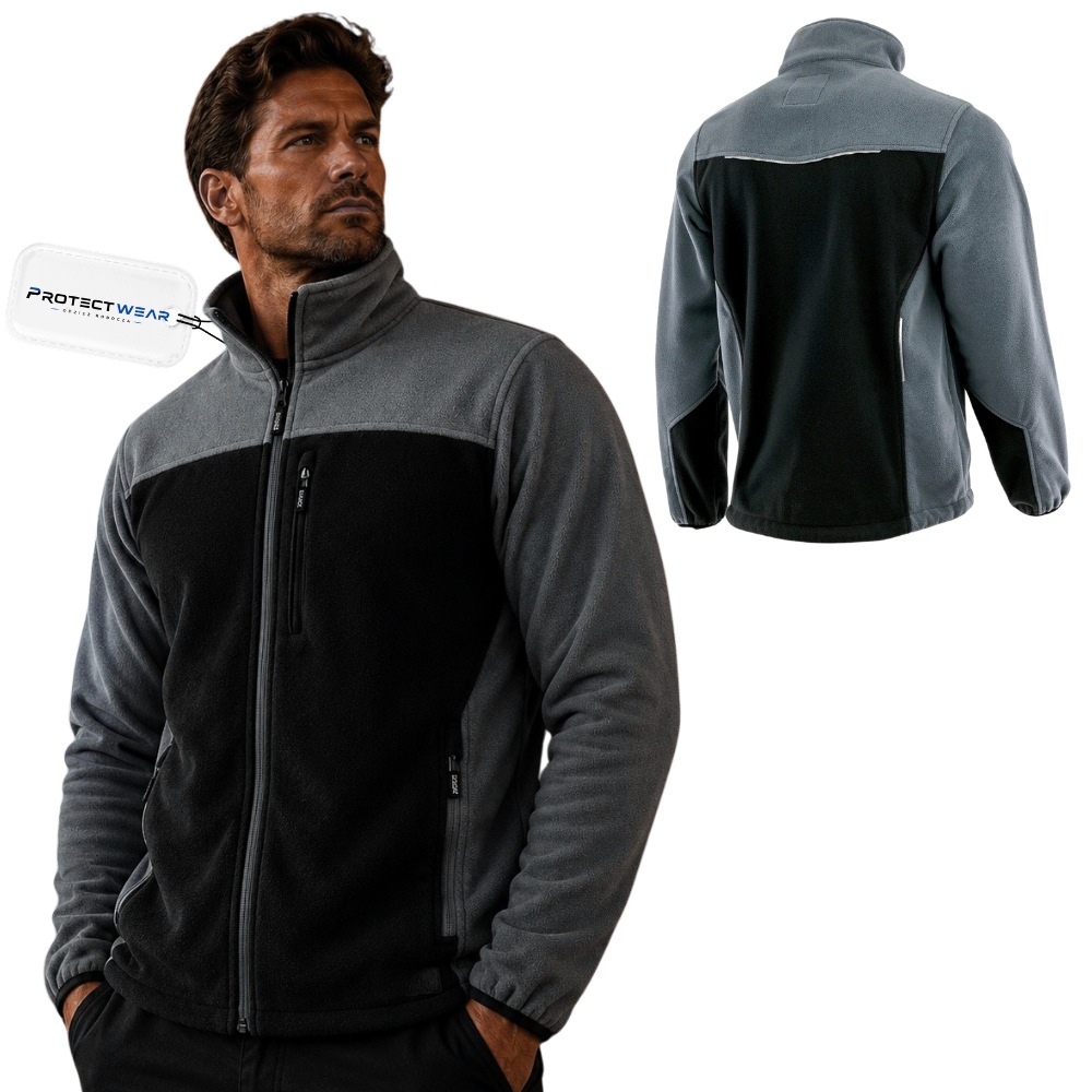 Mikina fleecová pracovní, silná, zateplená, šedé kapsy na zip, velikost M