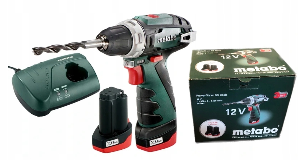 Wkrętarka Metabo zasilanie akumulatorowe 12 V Karton 2 Akumulatory