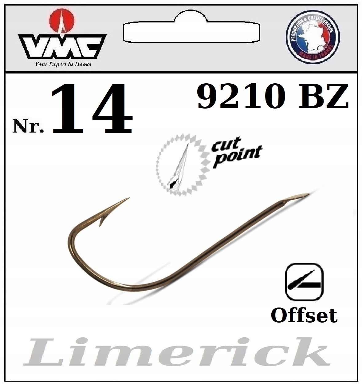 Haczyk VMC 9210BZ Nr.14 Limerick Offset Silver Ground & Float & Pole 10szt.