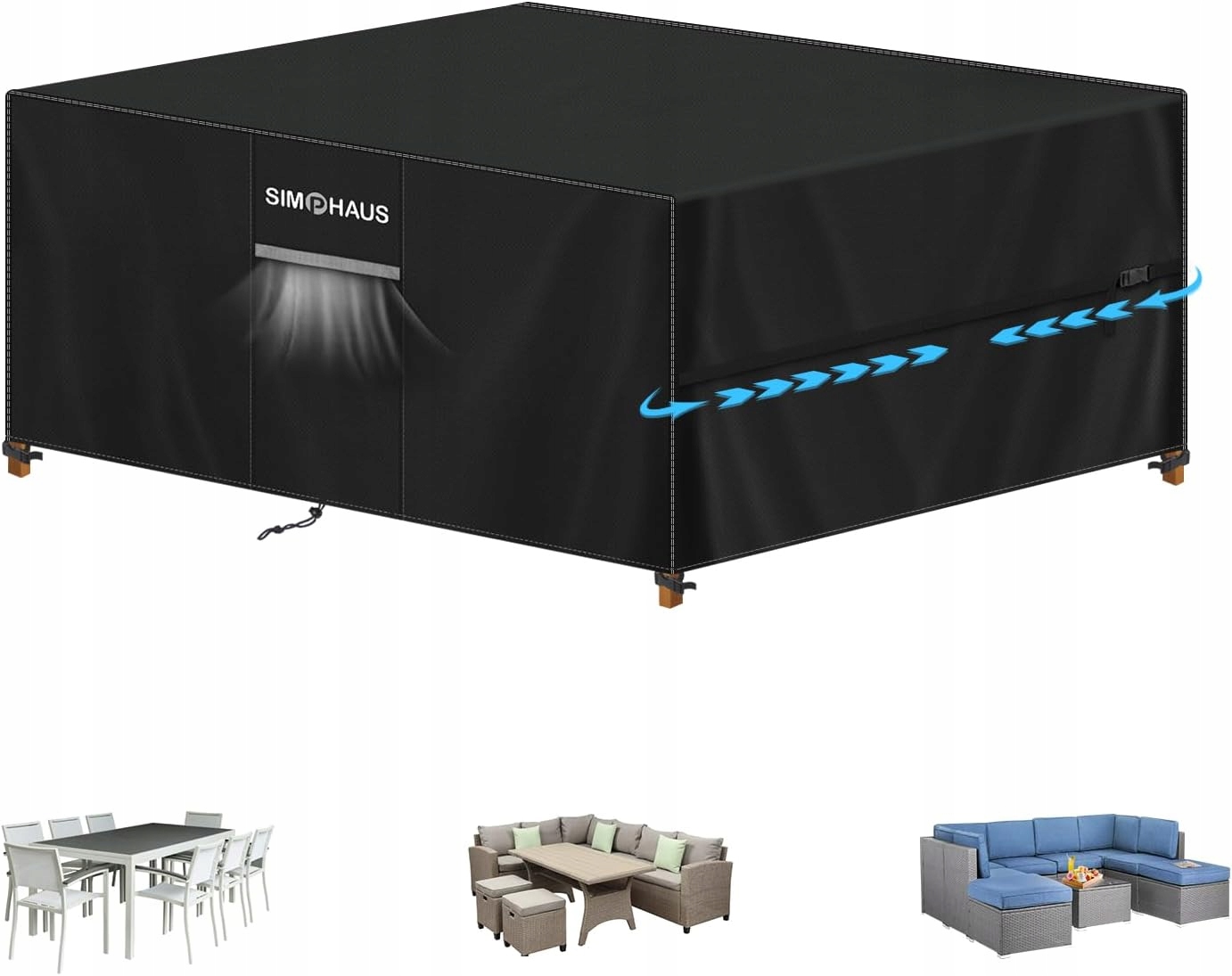 Pokrowiec Na Meble Ogrodowe Plandeka Na Stół Krzesła Wodoodporny 230x180x80